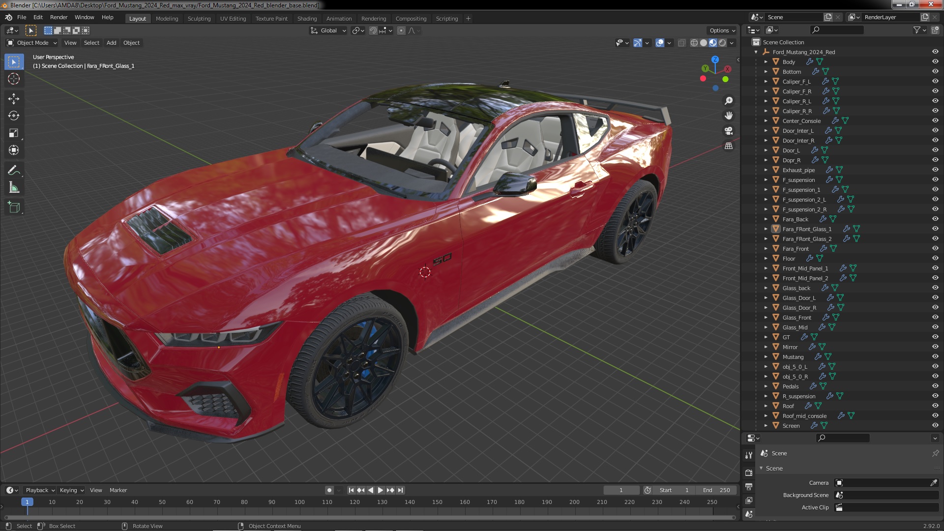 3D Ford Mustang 2024 Red