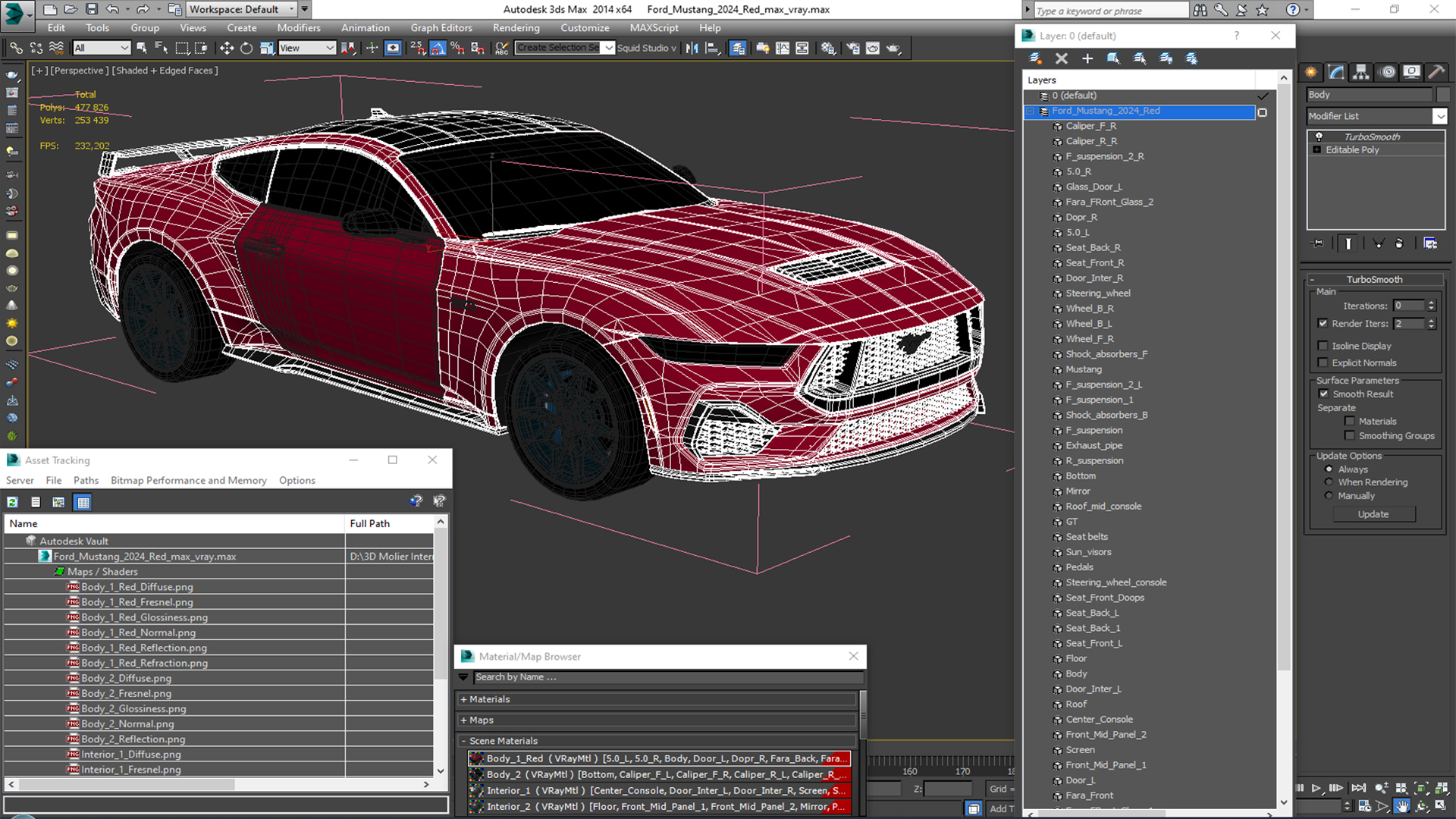 3D Ford Mustang 2024 Red