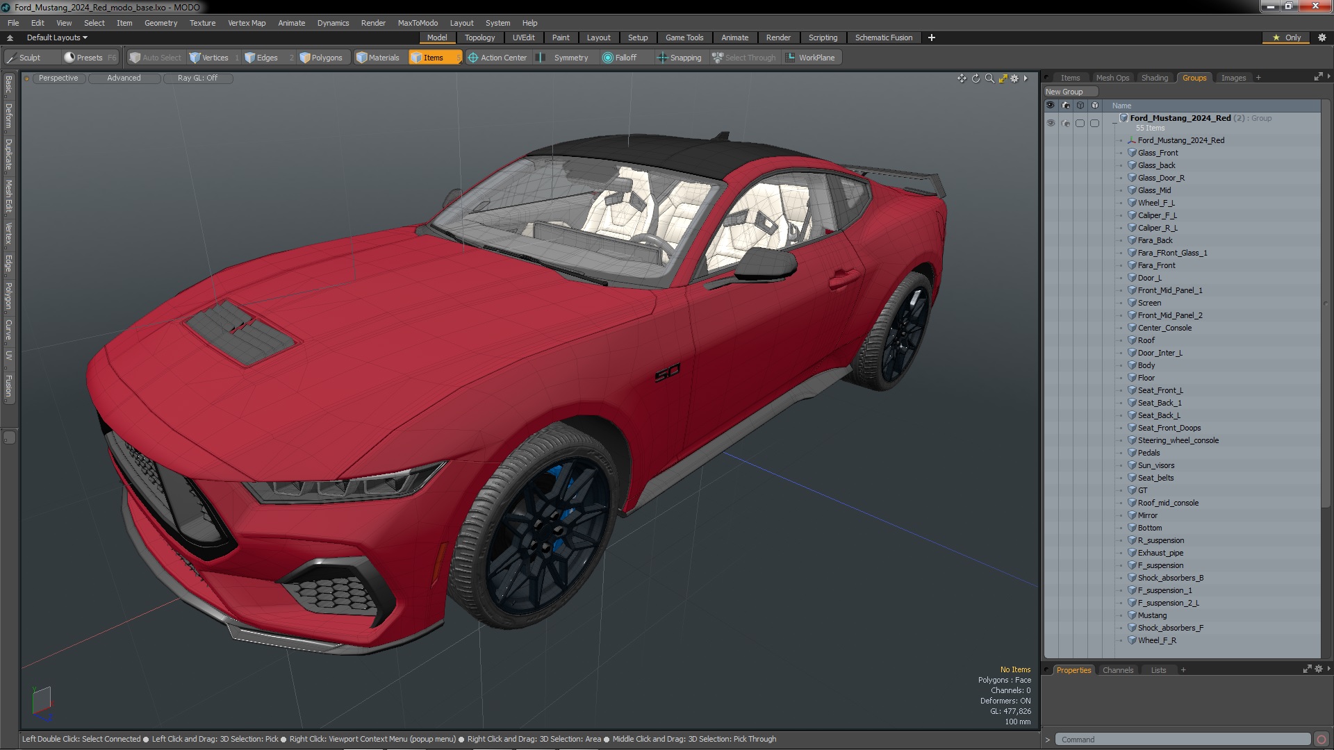 3D Ford Mustang 2024 Red