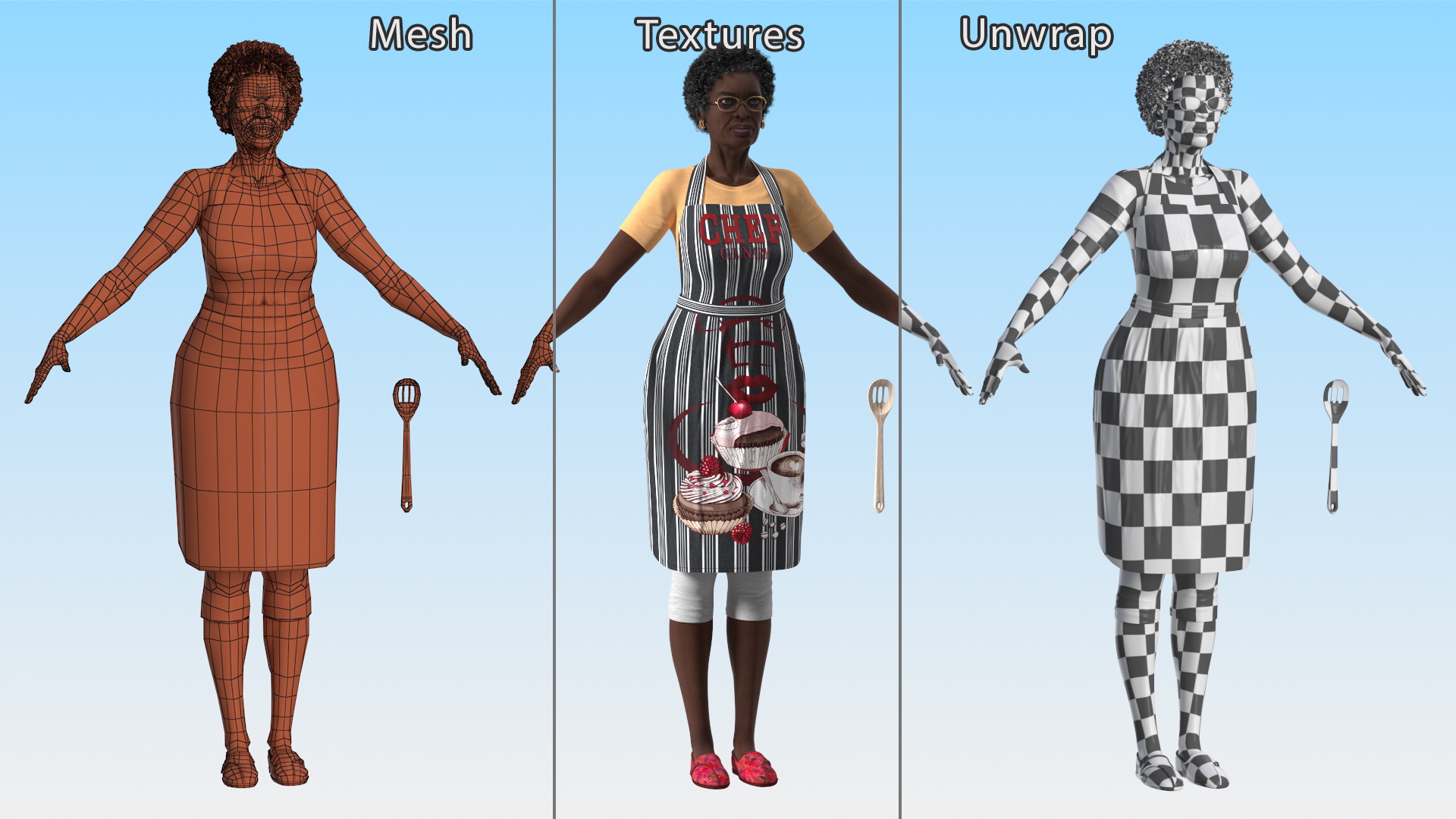 3D model Afro American Woman Kitchen Style Rigged