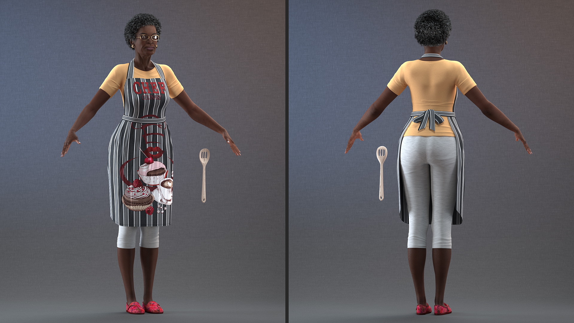 3D model Afro American Woman Kitchen Style Rigged