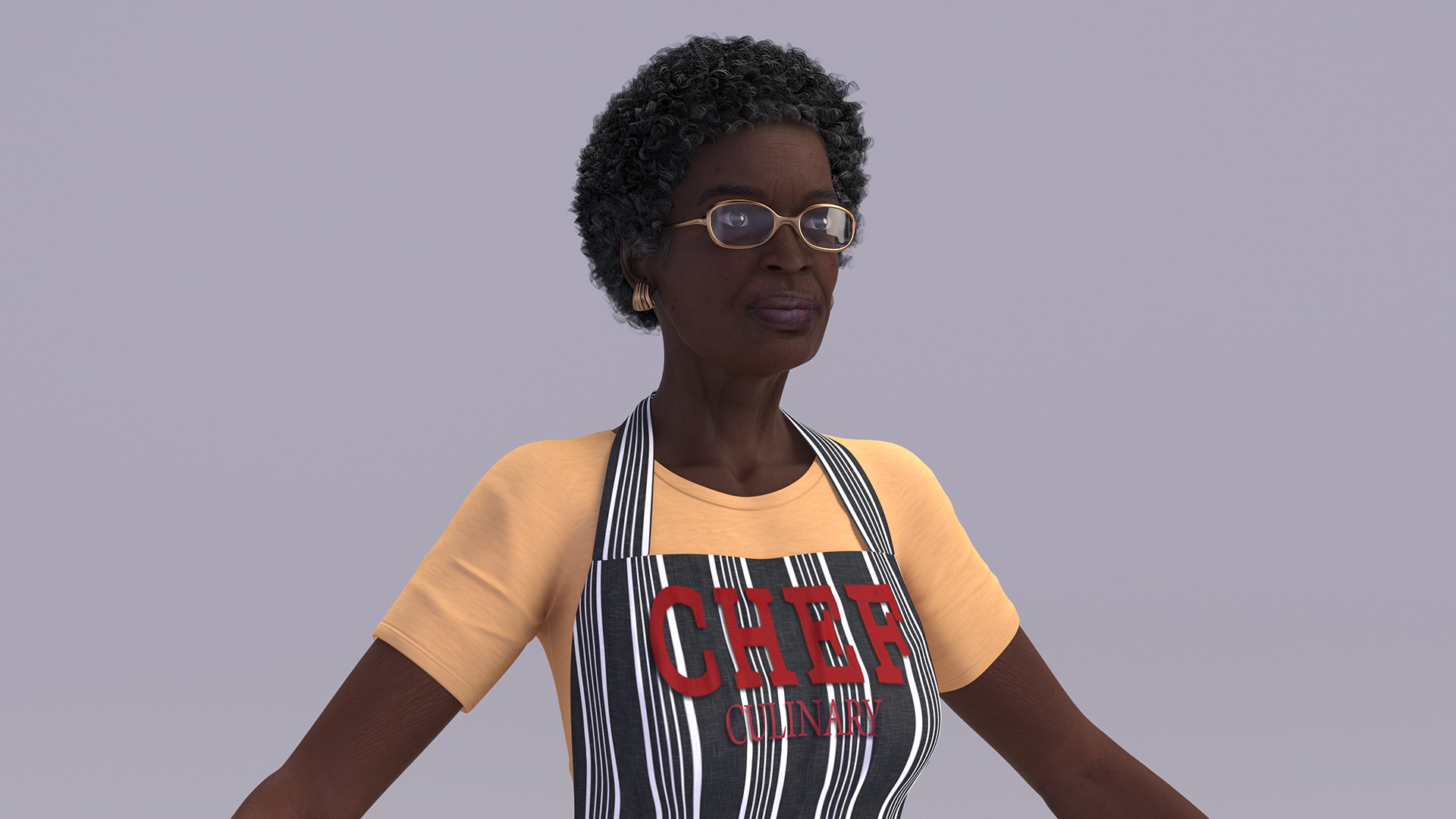 3D model Afro American Woman Kitchen Style Rigged