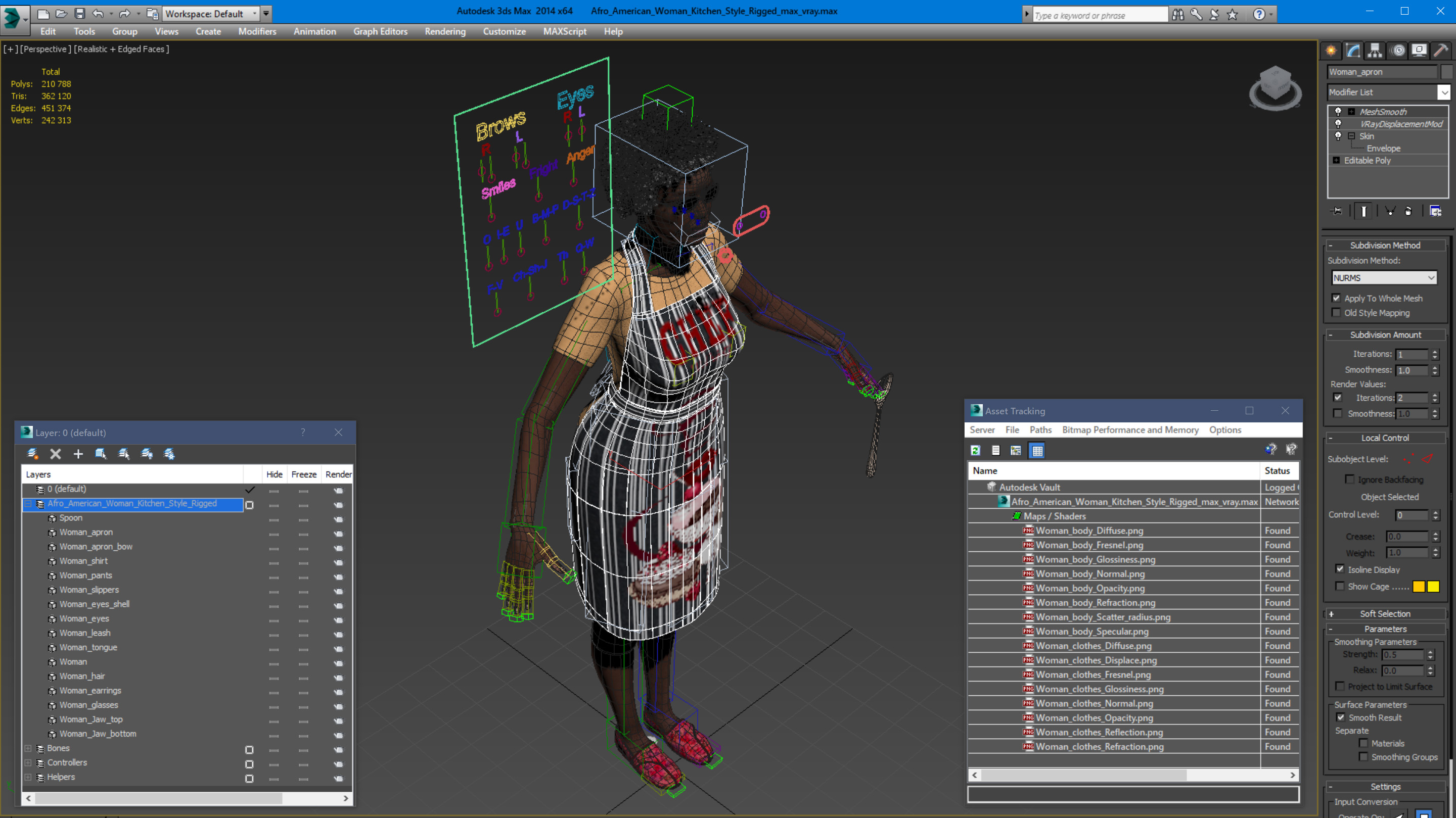 3D model Afro American Woman Kitchen Style Rigged