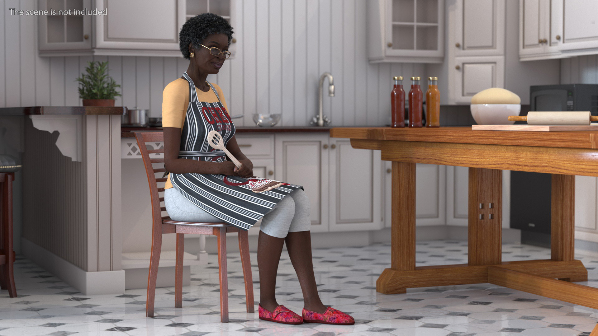 3D model Afro American Woman Kitchen Style Rigged