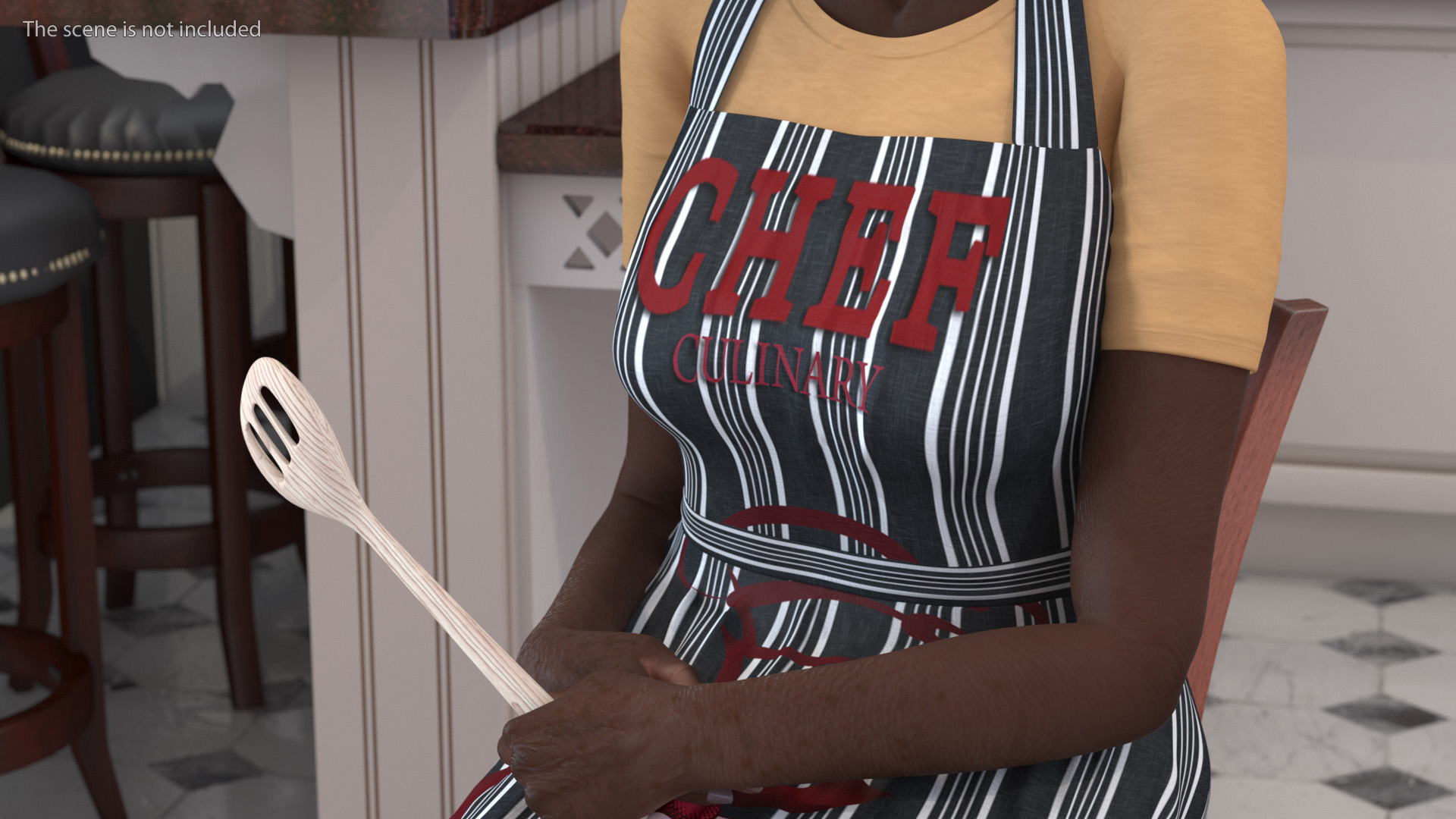 3D model Afro American Woman Kitchen Style Rigged