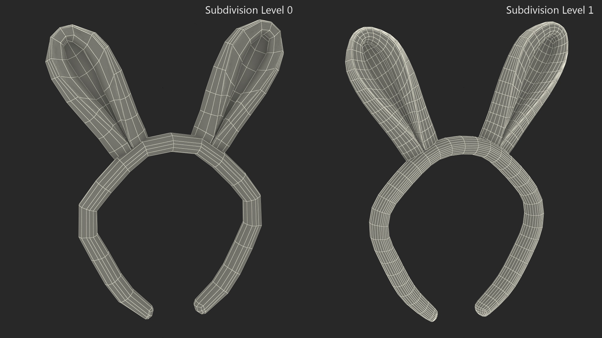 3D Bunny Ears Headband Fur model