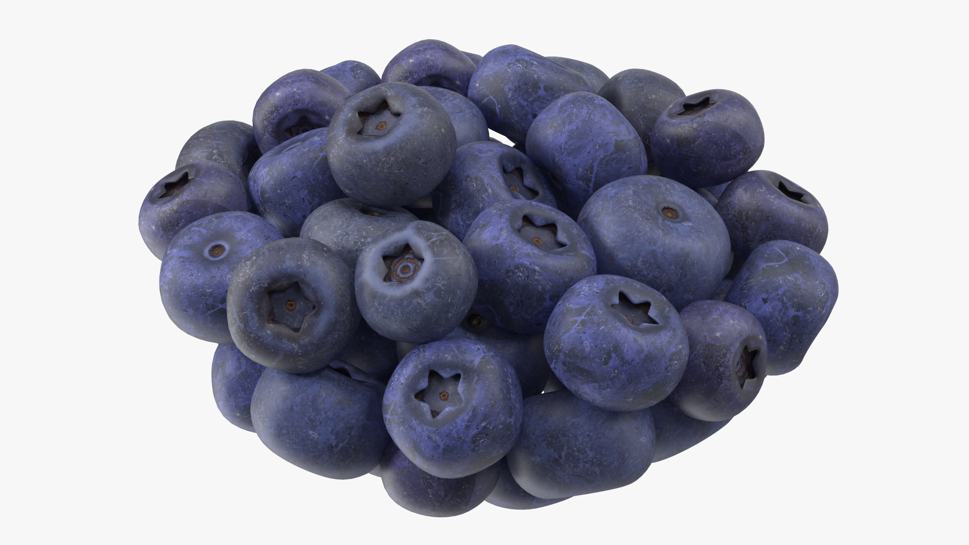 3D Blueberries in Bowl with Whipped Cream model