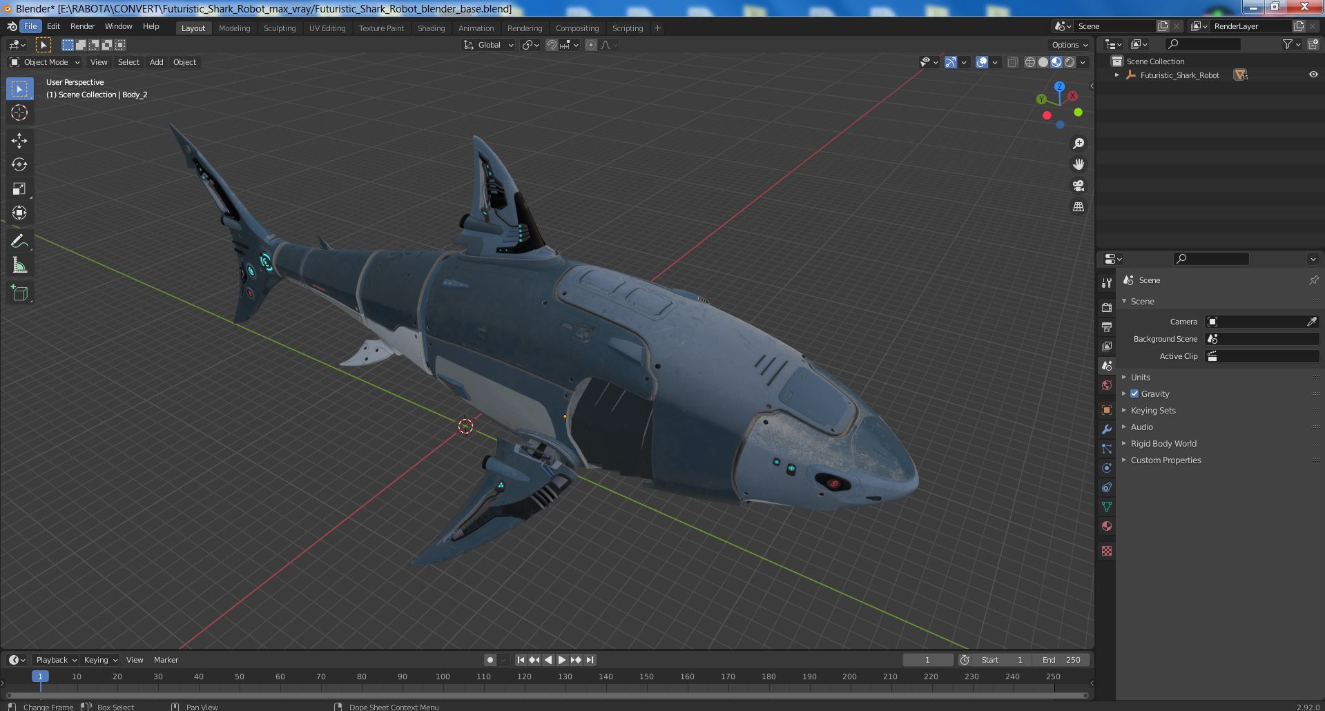 Futuristic Shark Robot 3D