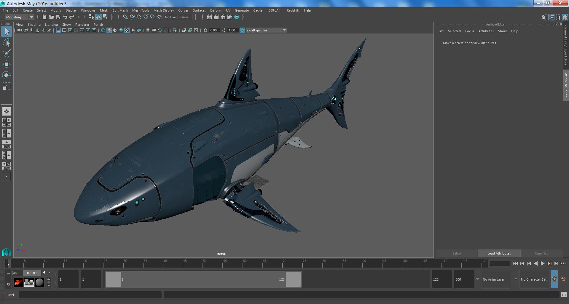 Futuristic Shark Robot 3D