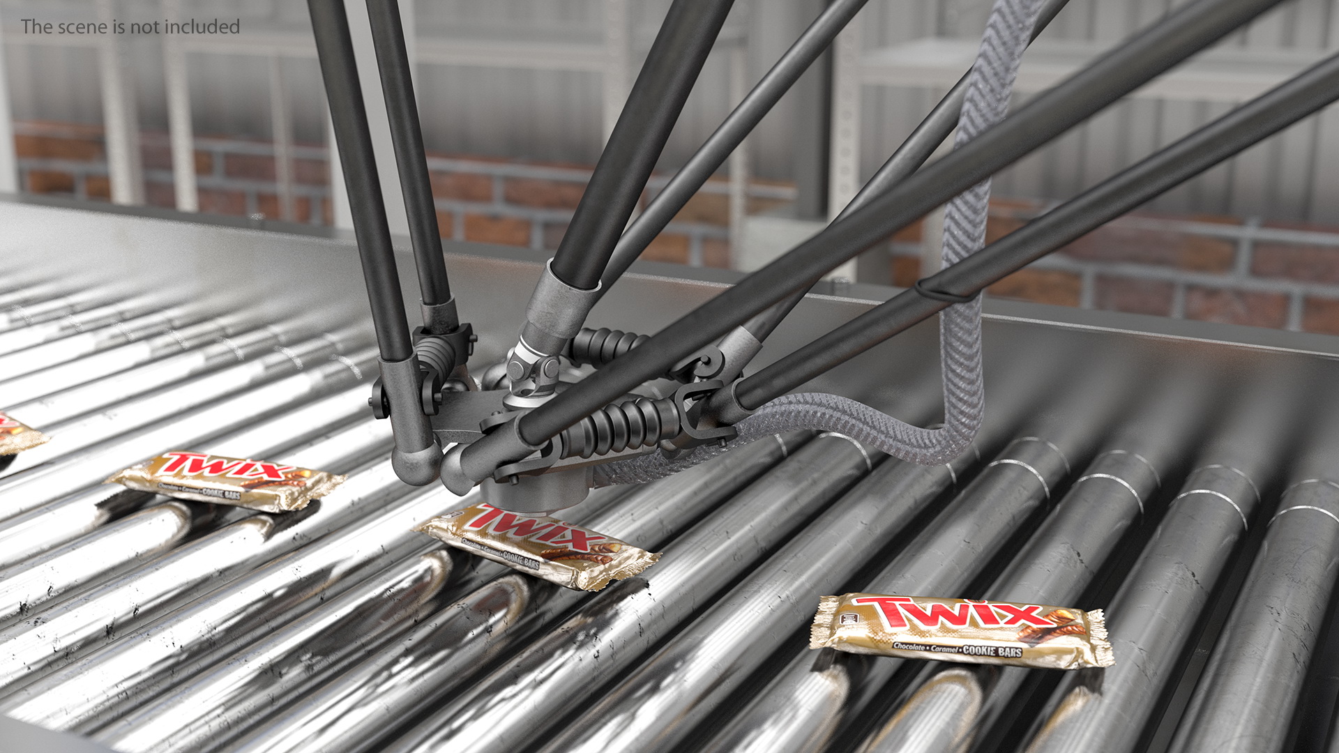 3D Parallel Robot ABB IRB360 with Twix Chocolate Bar Rigged