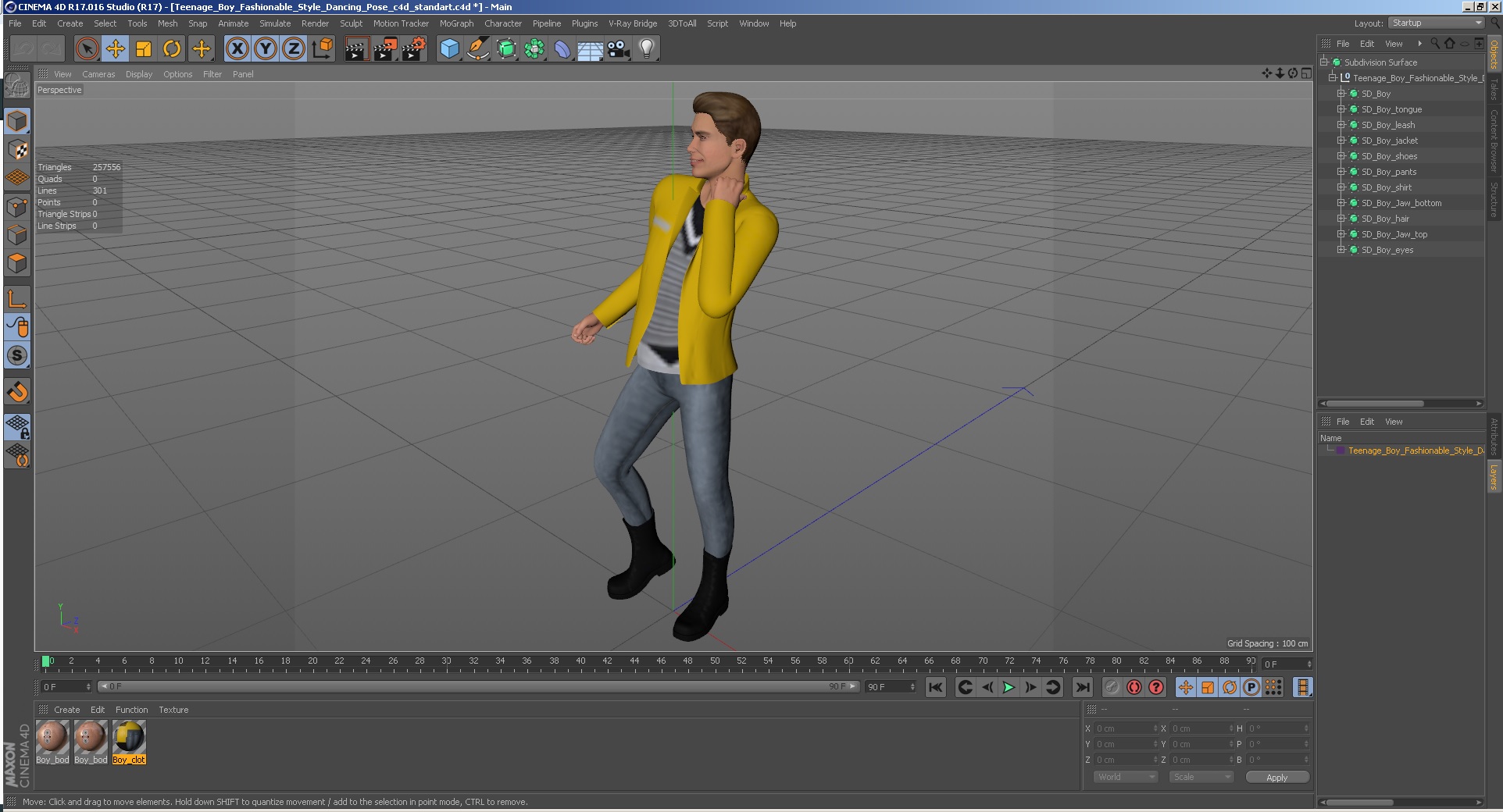 Teenage Boy Fashionable Style Dancing Pose 3D