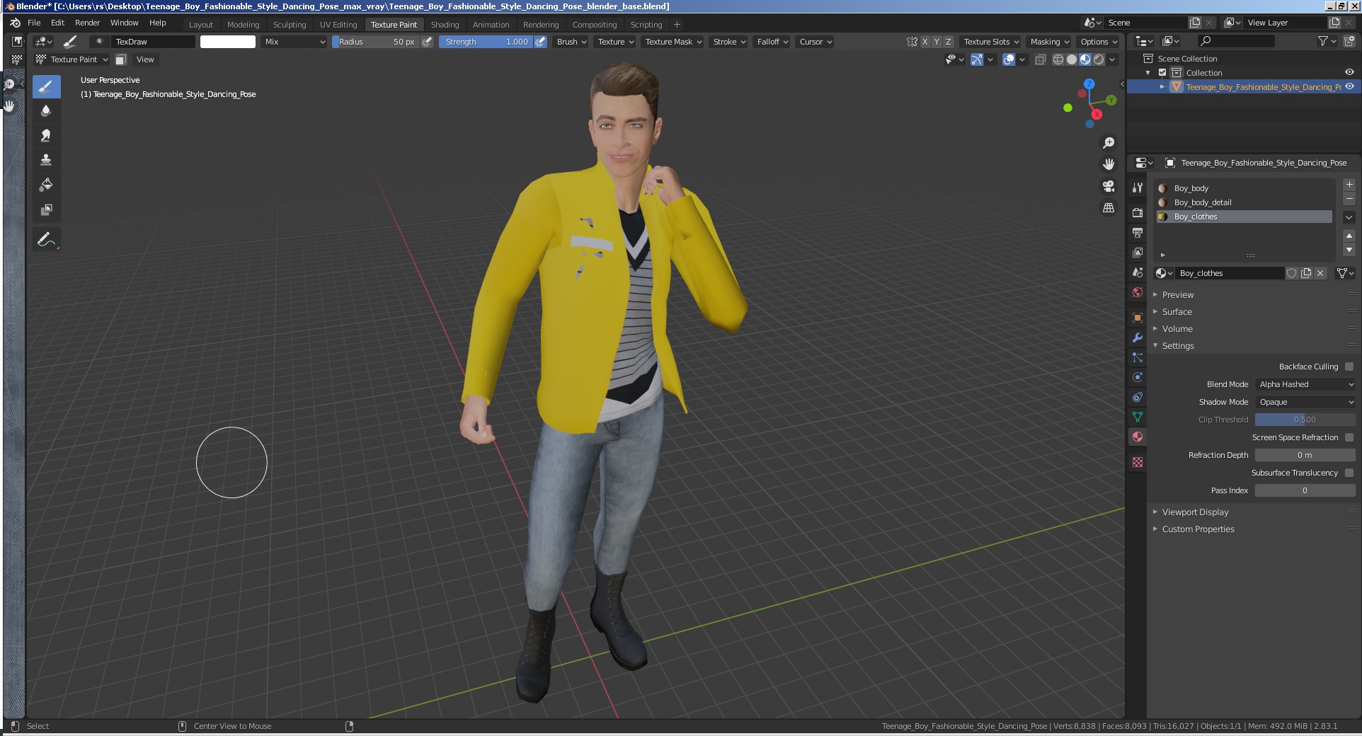 Teenage Boy Fashionable Style Dancing Pose 3D