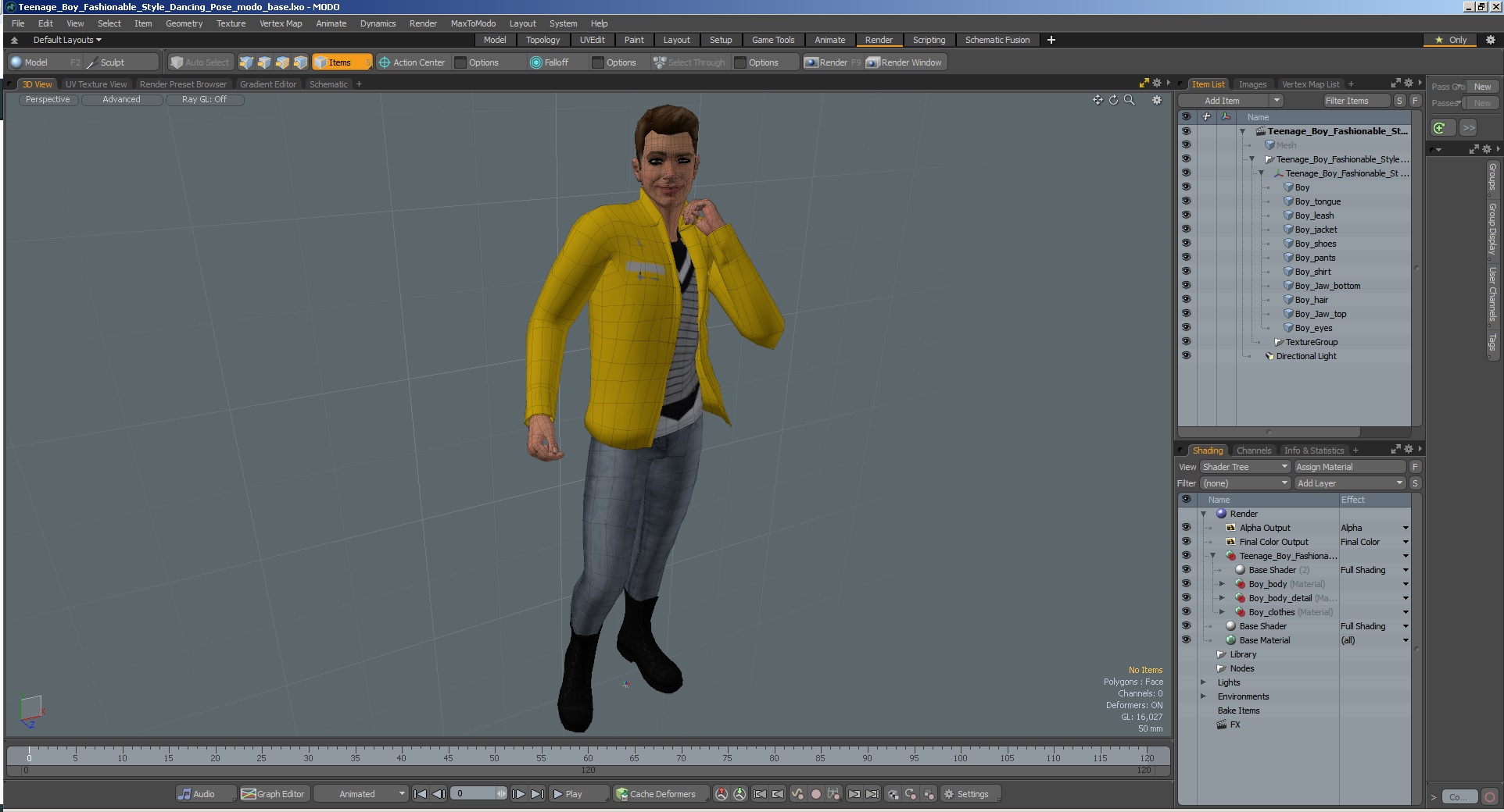 Teenage Boy Fashionable Style Dancing Pose 3D