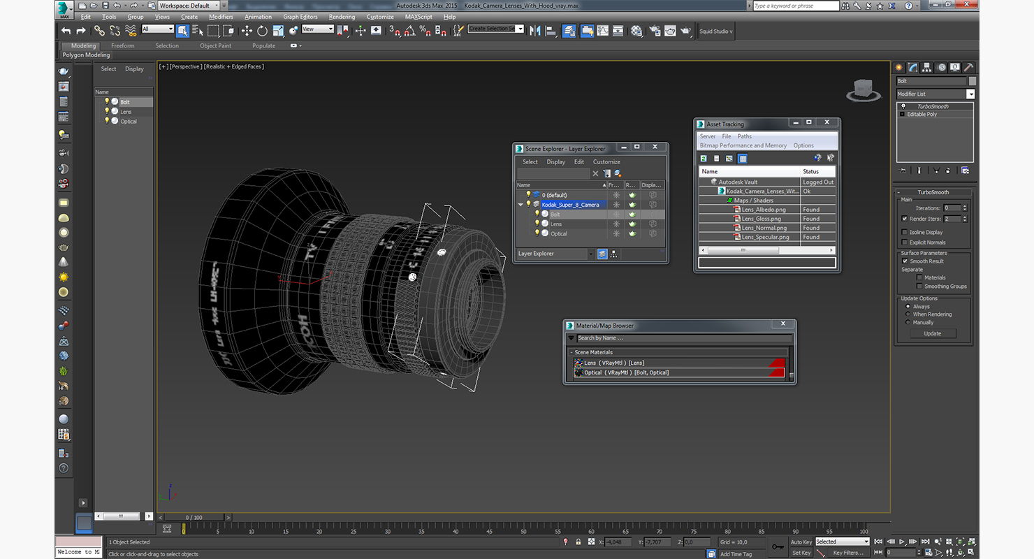 Kodak Camera Lenses With Hood 3D model