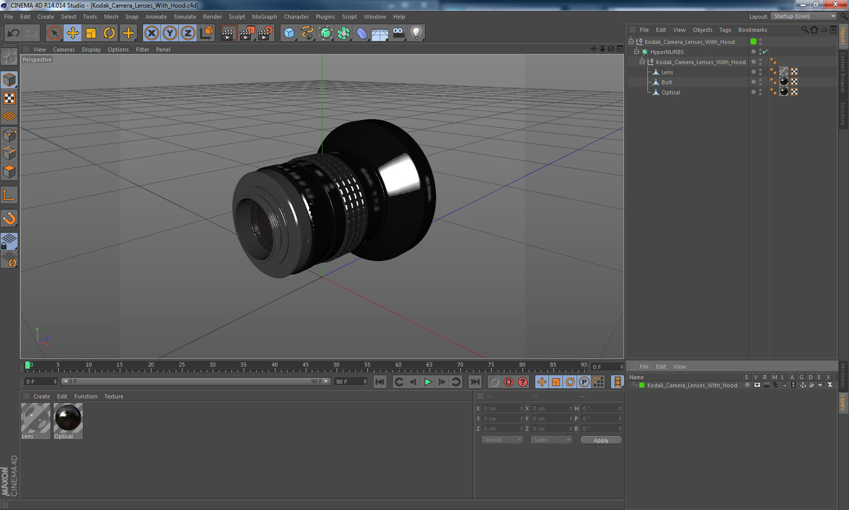Kodak Camera Lenses With Hood 3D model