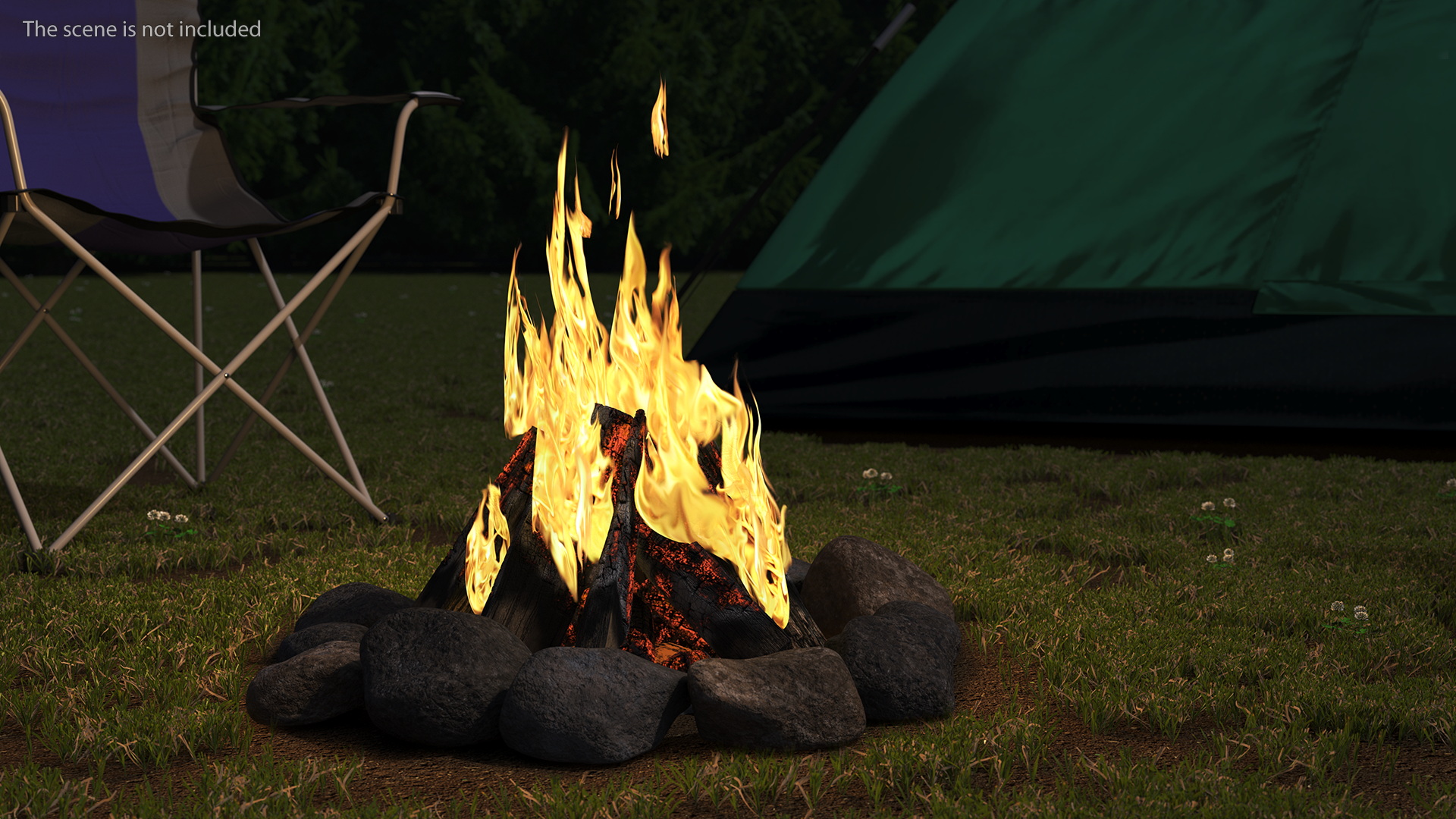 Bonfire in a Circle of Stones 3D model
