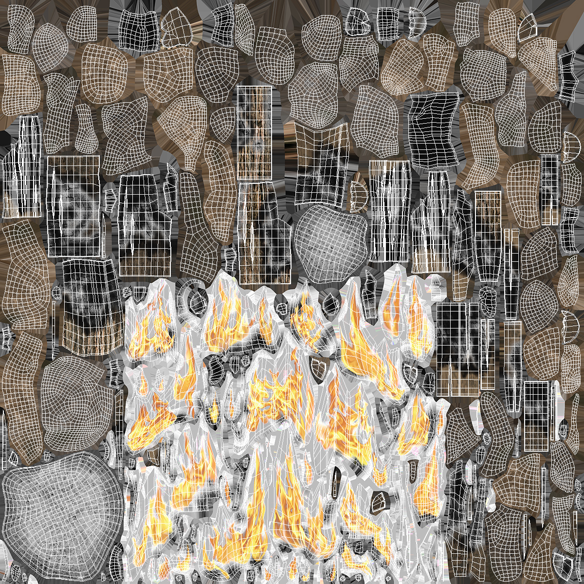 Bonfire in a Circle of Stones 3D model