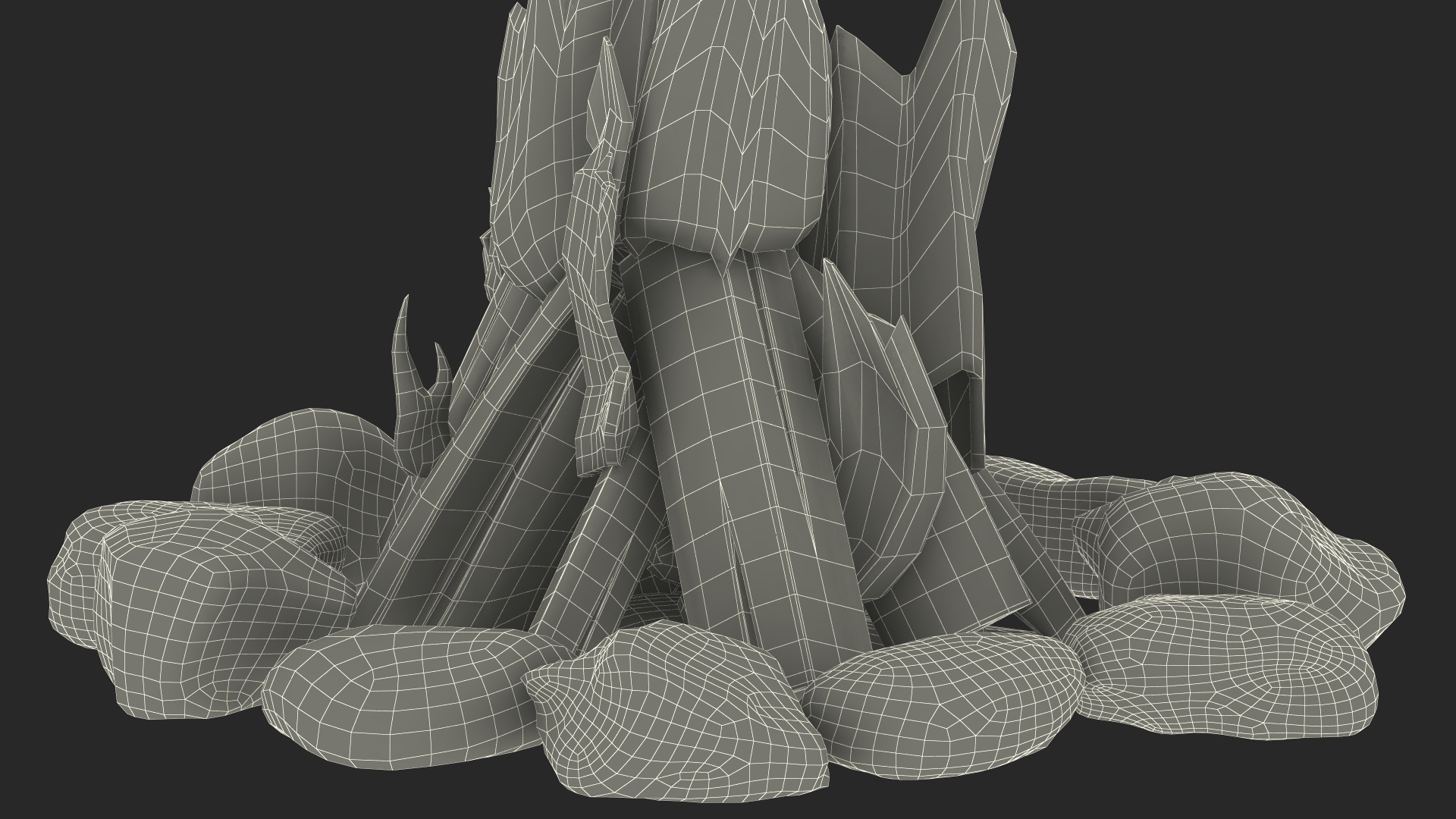 Bonfire in a Circle of Stones 3D model