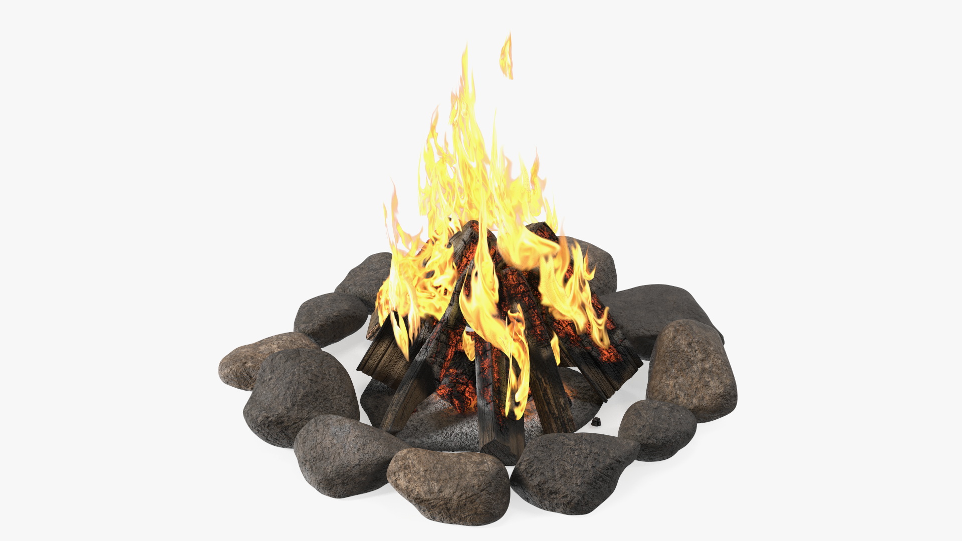 Bonfire in a Circle of Stones 3D model