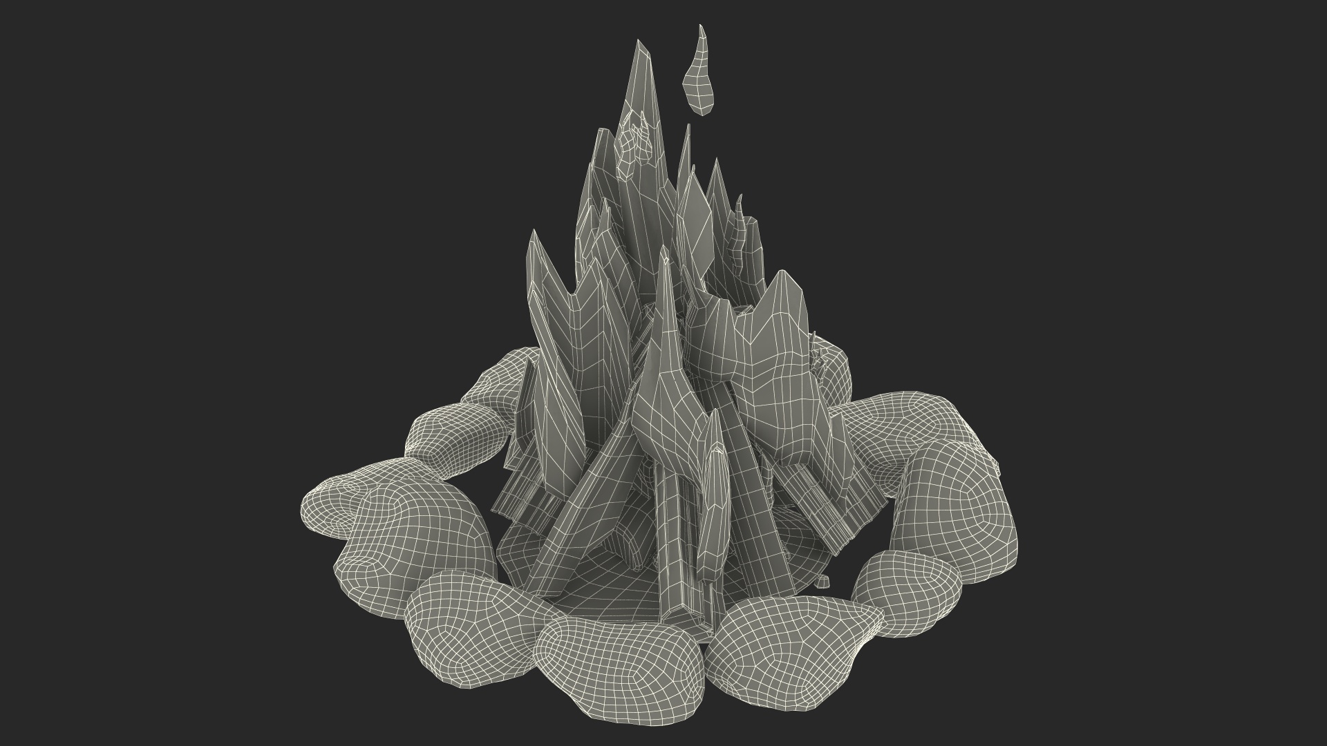 Bonfire in a Circle of Stones 3D model