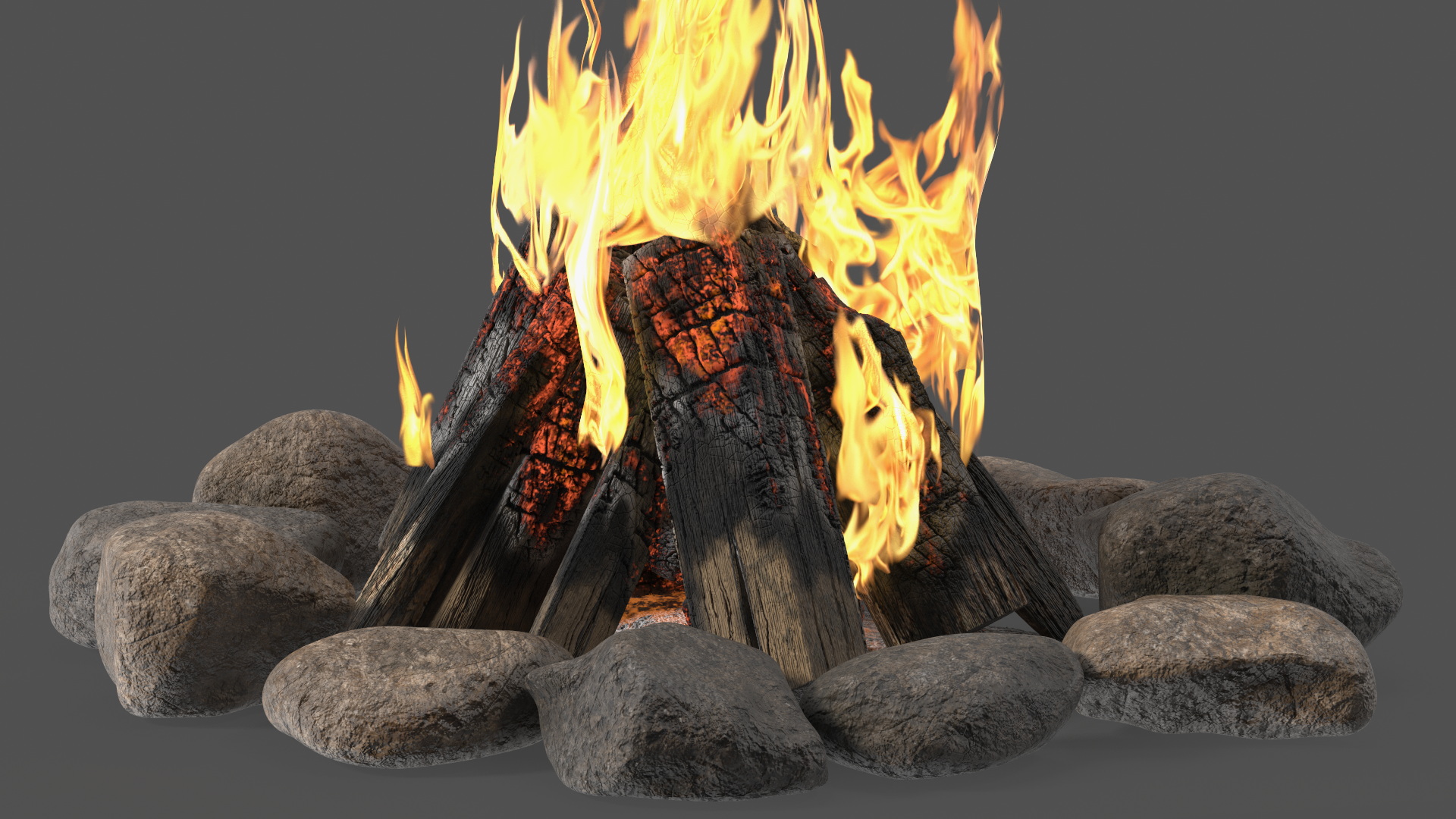 Bonfire in a Circle of Stones 3D model