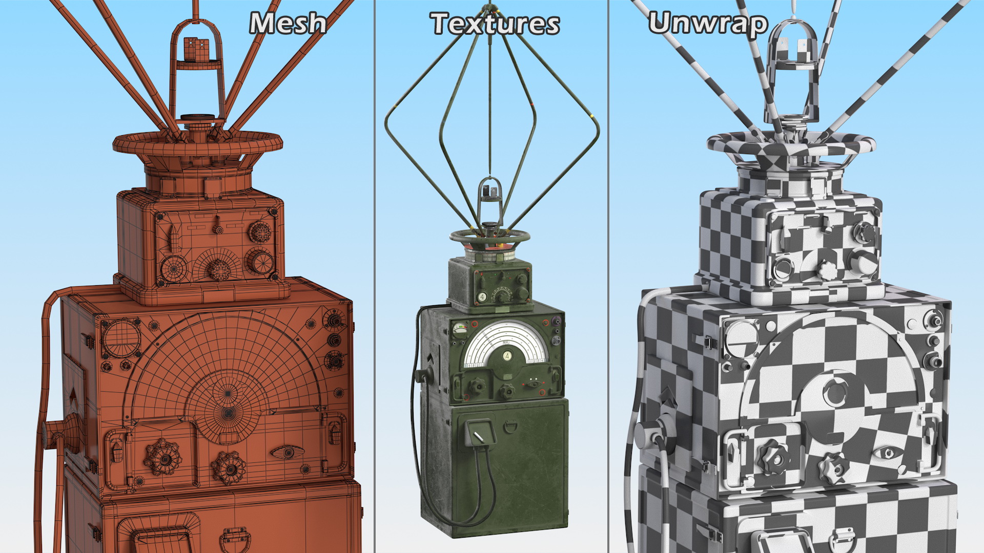3D Military Direction Finder Antenna with Amplifier model