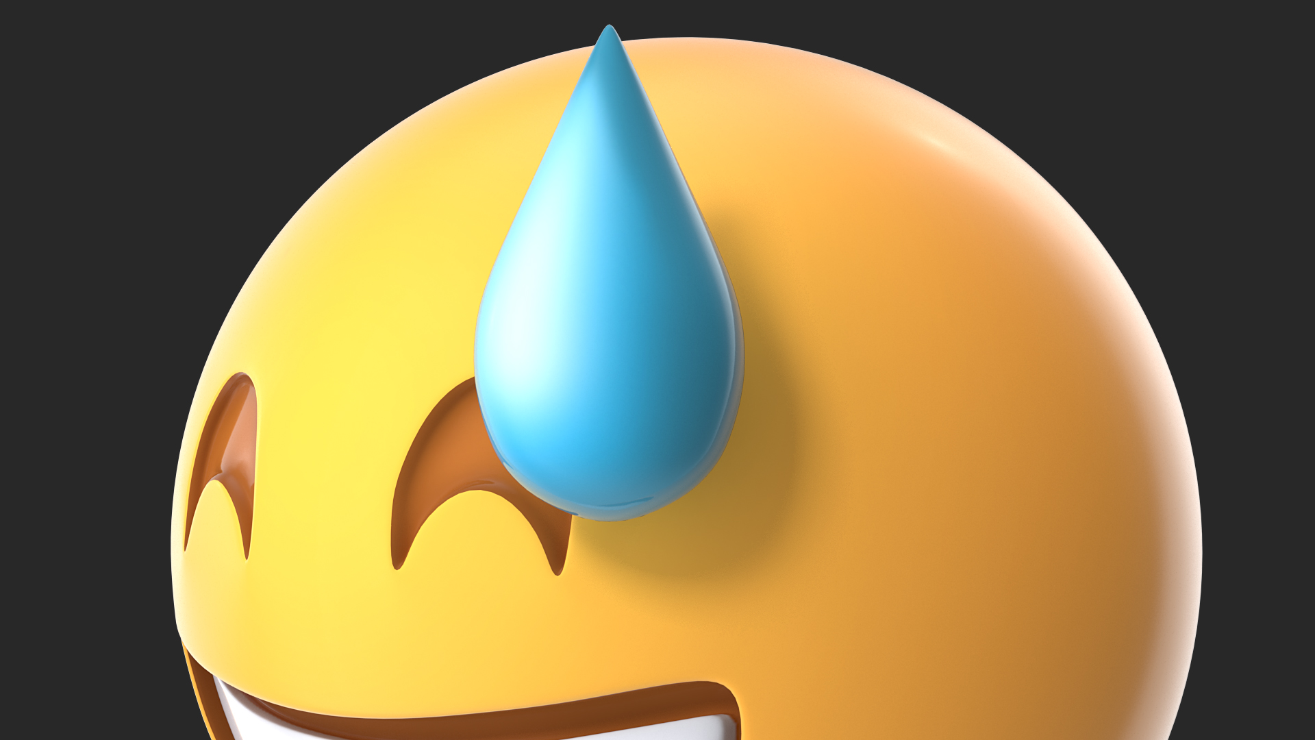 Smiling With Sweat Emoji 3D model