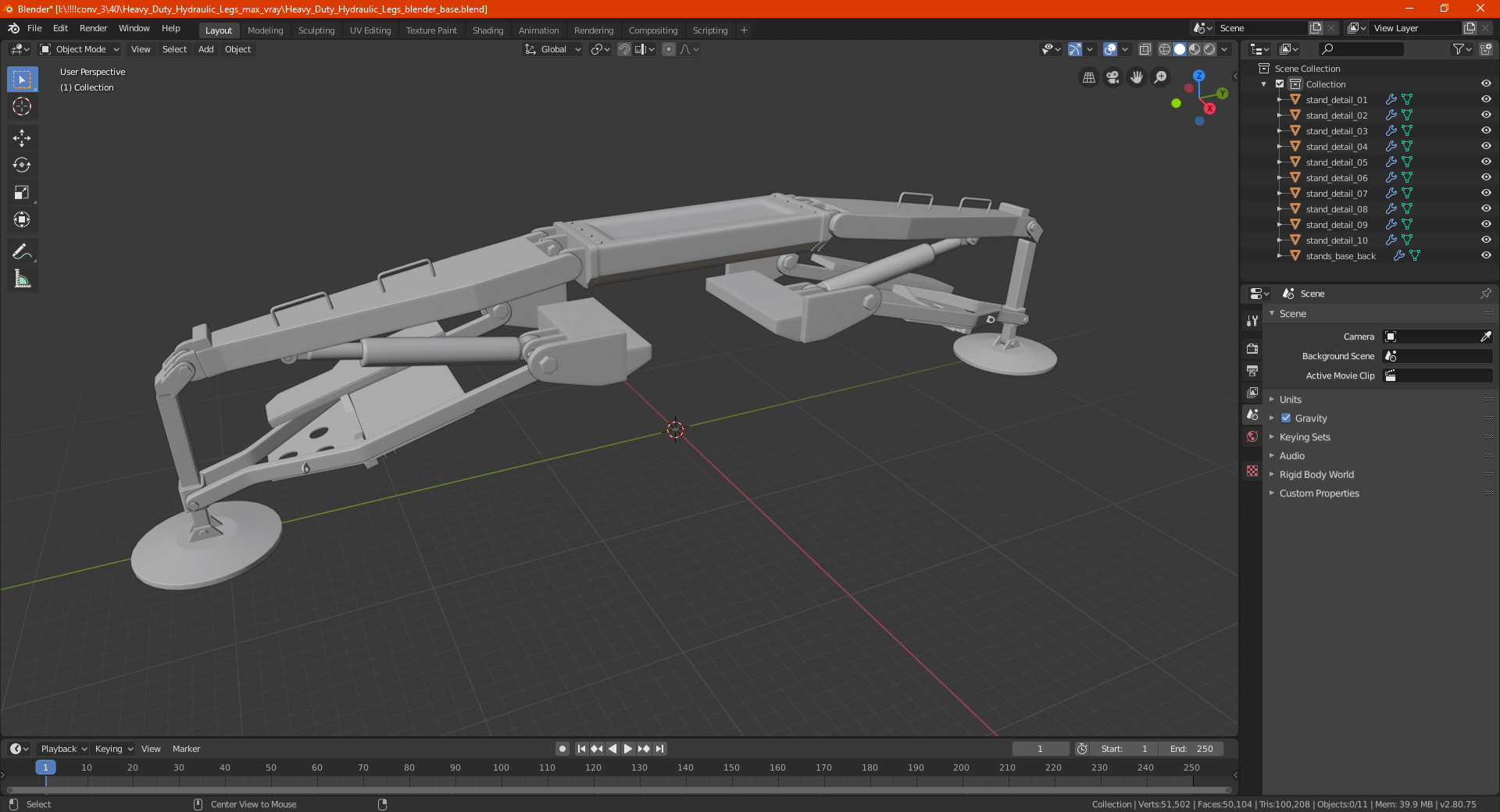 3D model Heavy Duty Hydraulic Legs