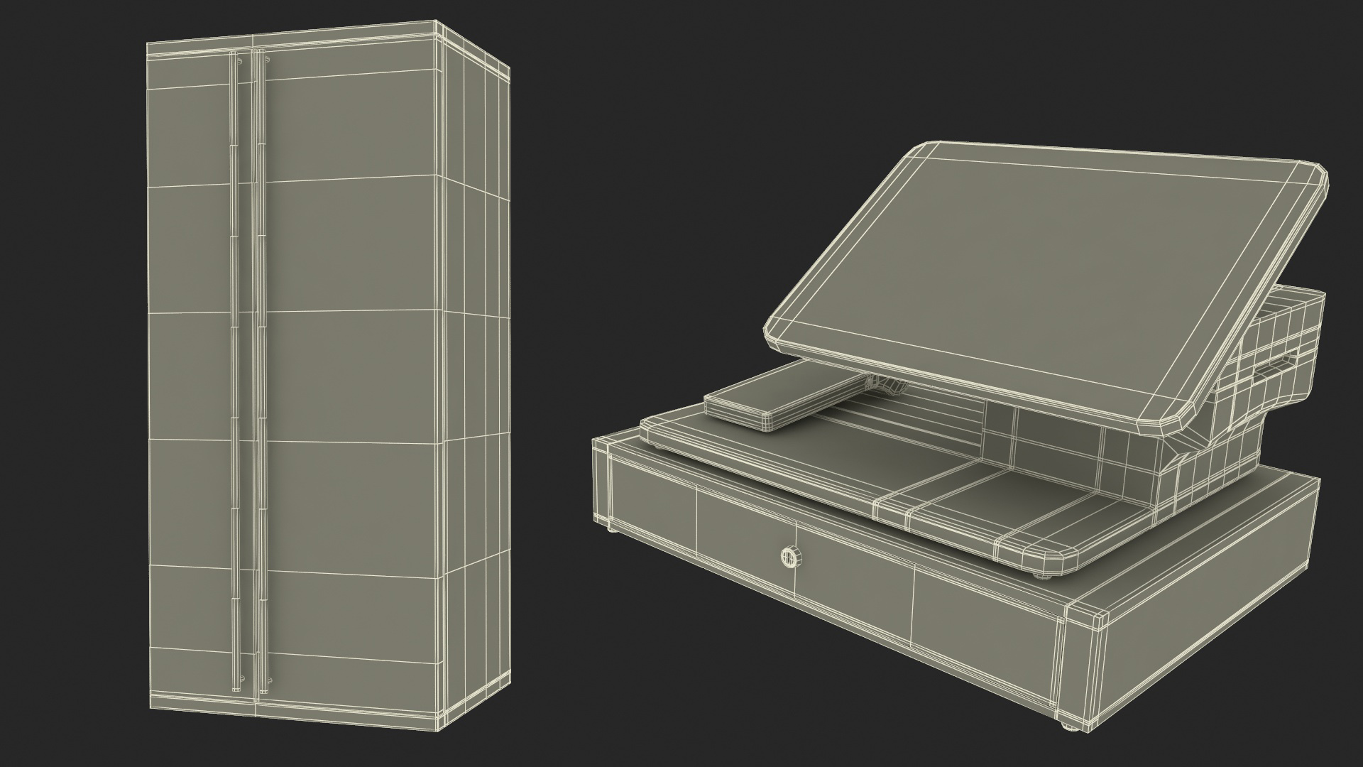 3D Food Trailer Black with Equipment model
