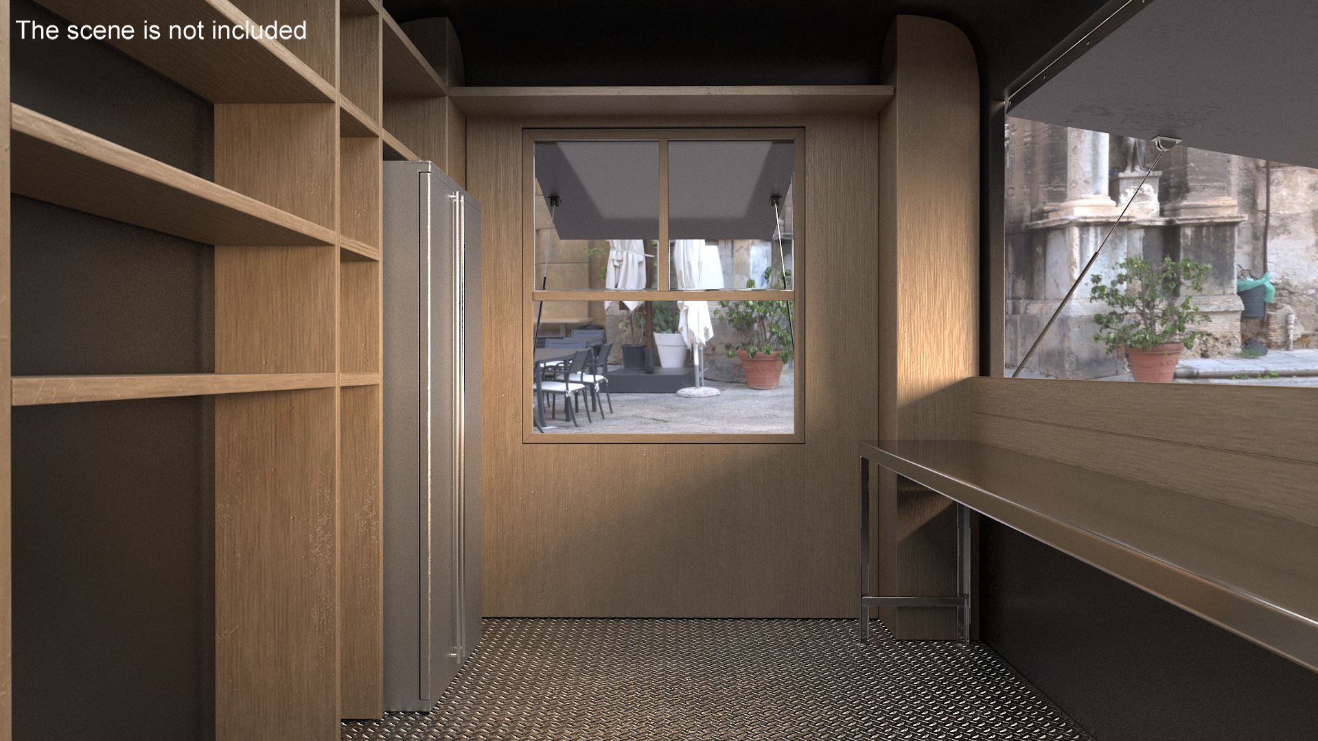 3D Food Trailer Black with Equipment model
