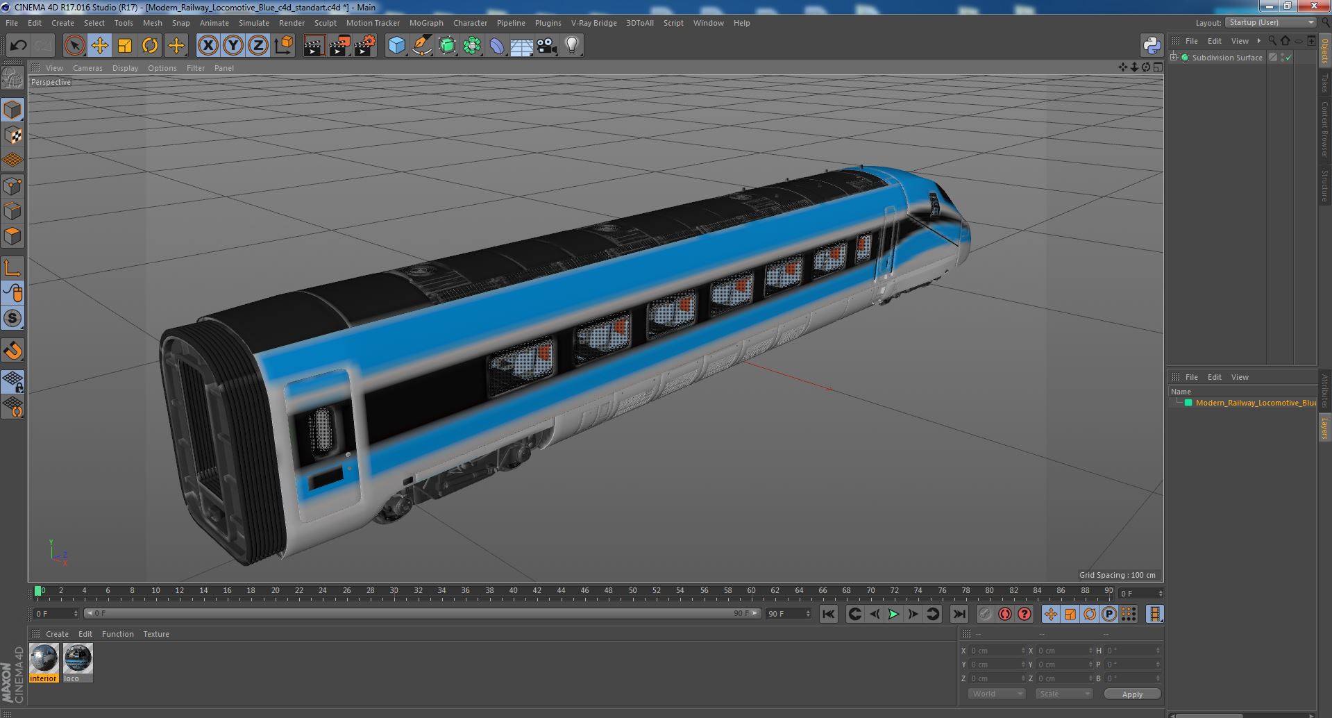 3D model Modern Railway Locomotive Blue