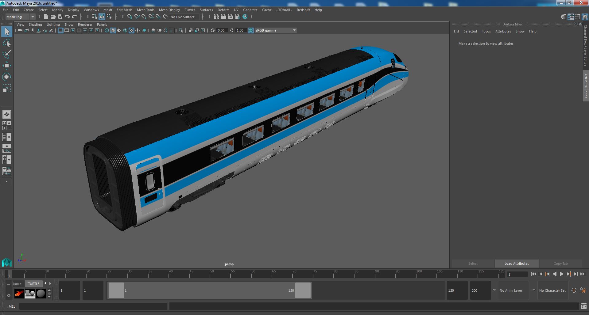 3D model Modern Railway Locomotive Blue