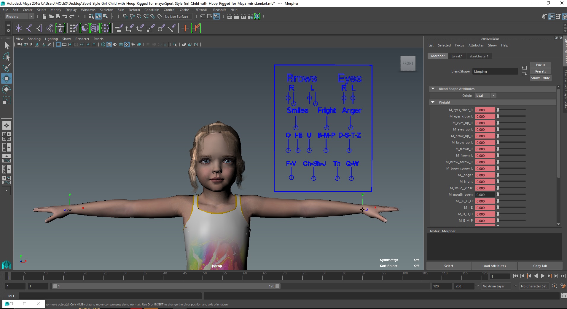 3D Sport Style Girl Child with Hoop Rigged for Maya model