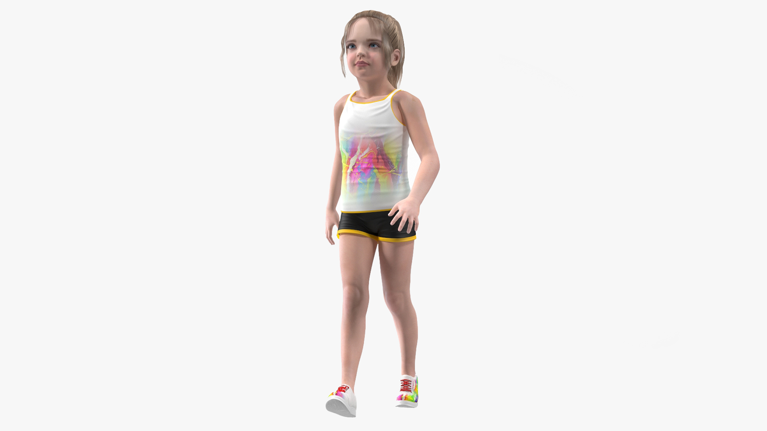 3D Sport Style Girl Child with Hoop Rigged for Maya model