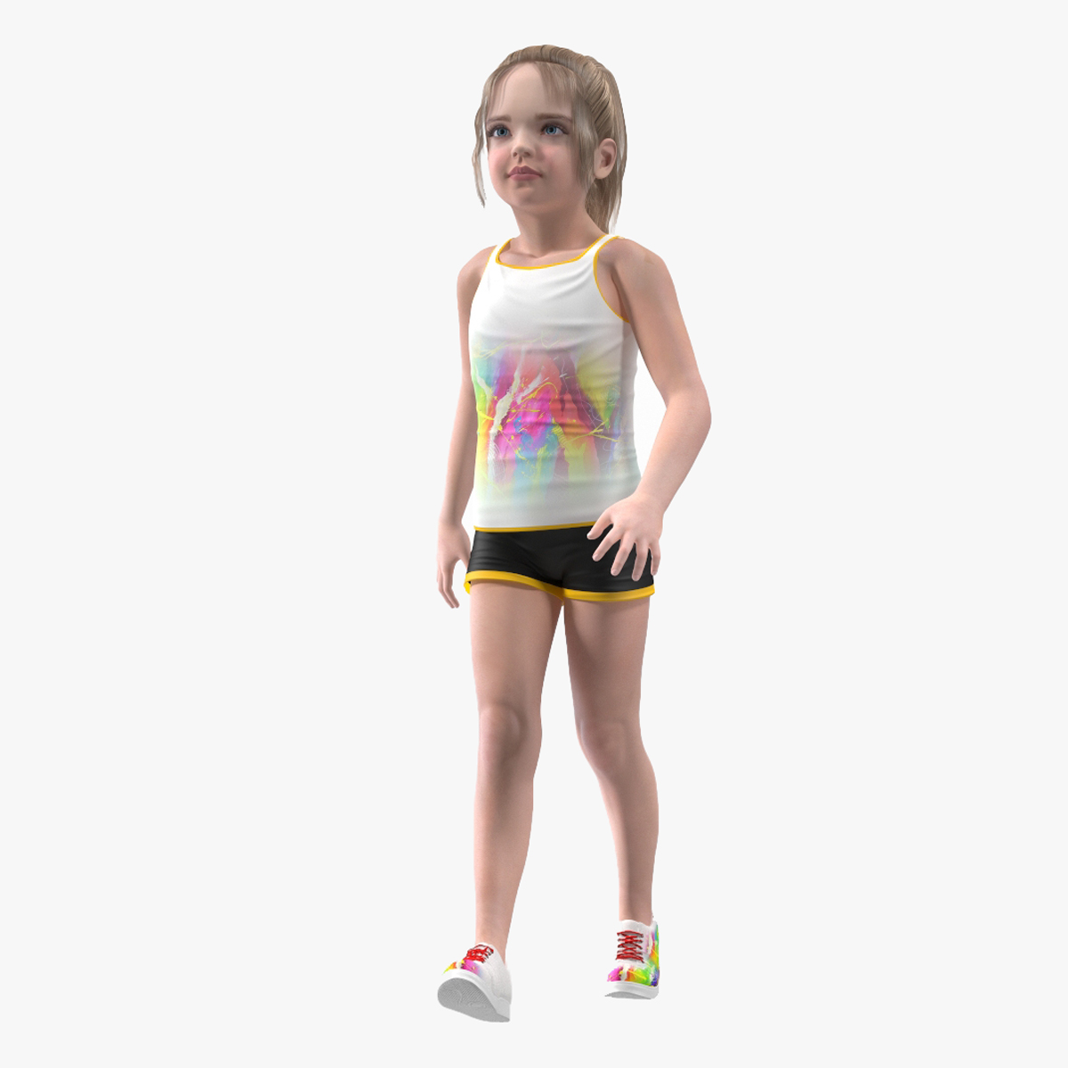 3D Sport Style Girl Child with Hoop Rigged for Maya model