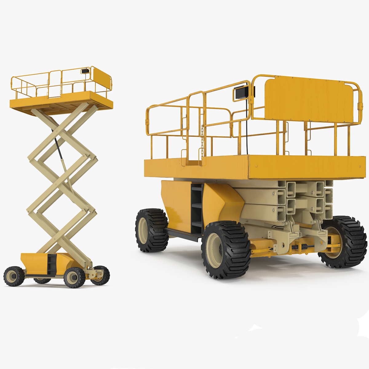 3D model Industrial Heavy Duty Scissor Lift Rigged for Cinema 4D