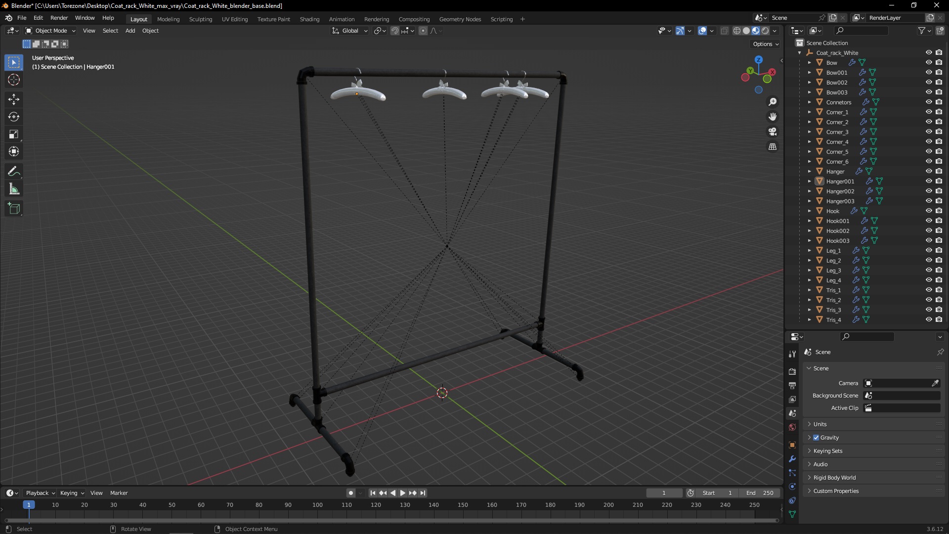 3D model Coat rack White