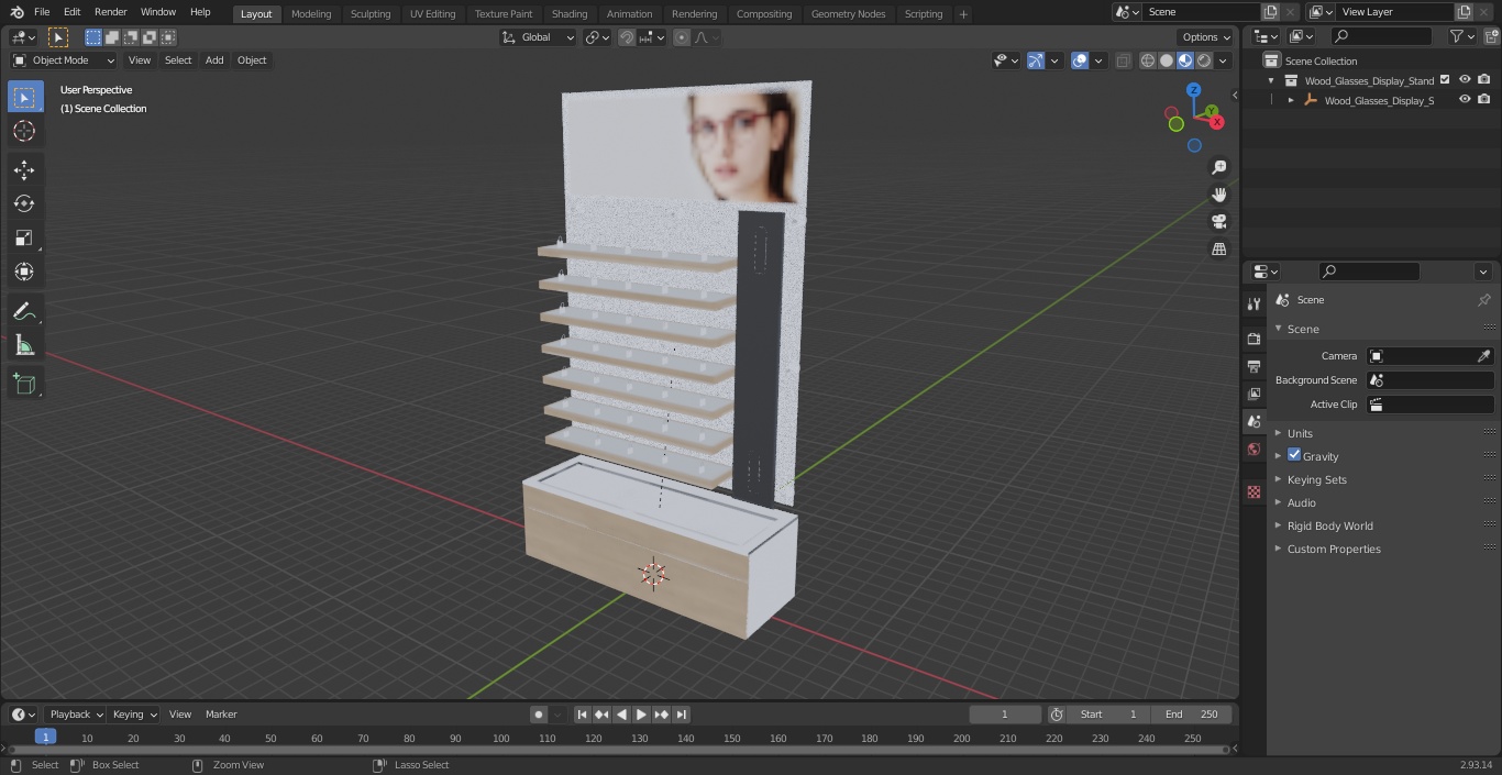 3D Wood Glasses Display Stand Type