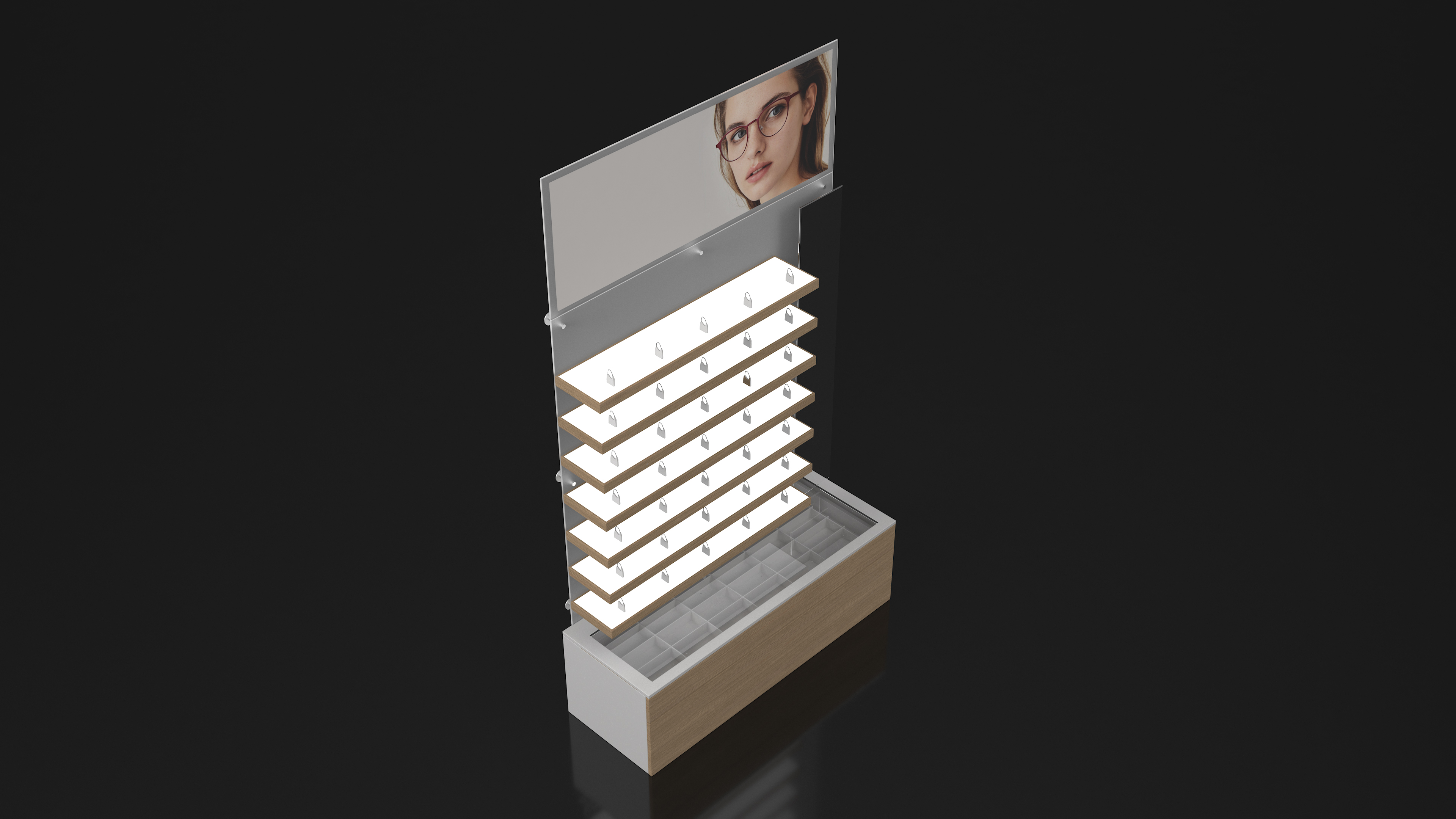 3D Wood Glasses Display Stand Type