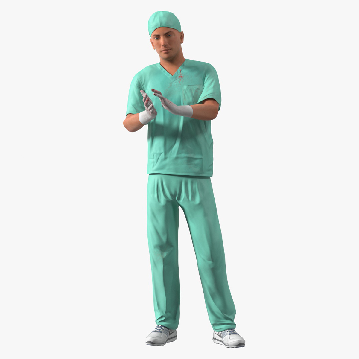 Male Surgeon Doctor wearing Mask Stained Blood Rigged for Maya 3D