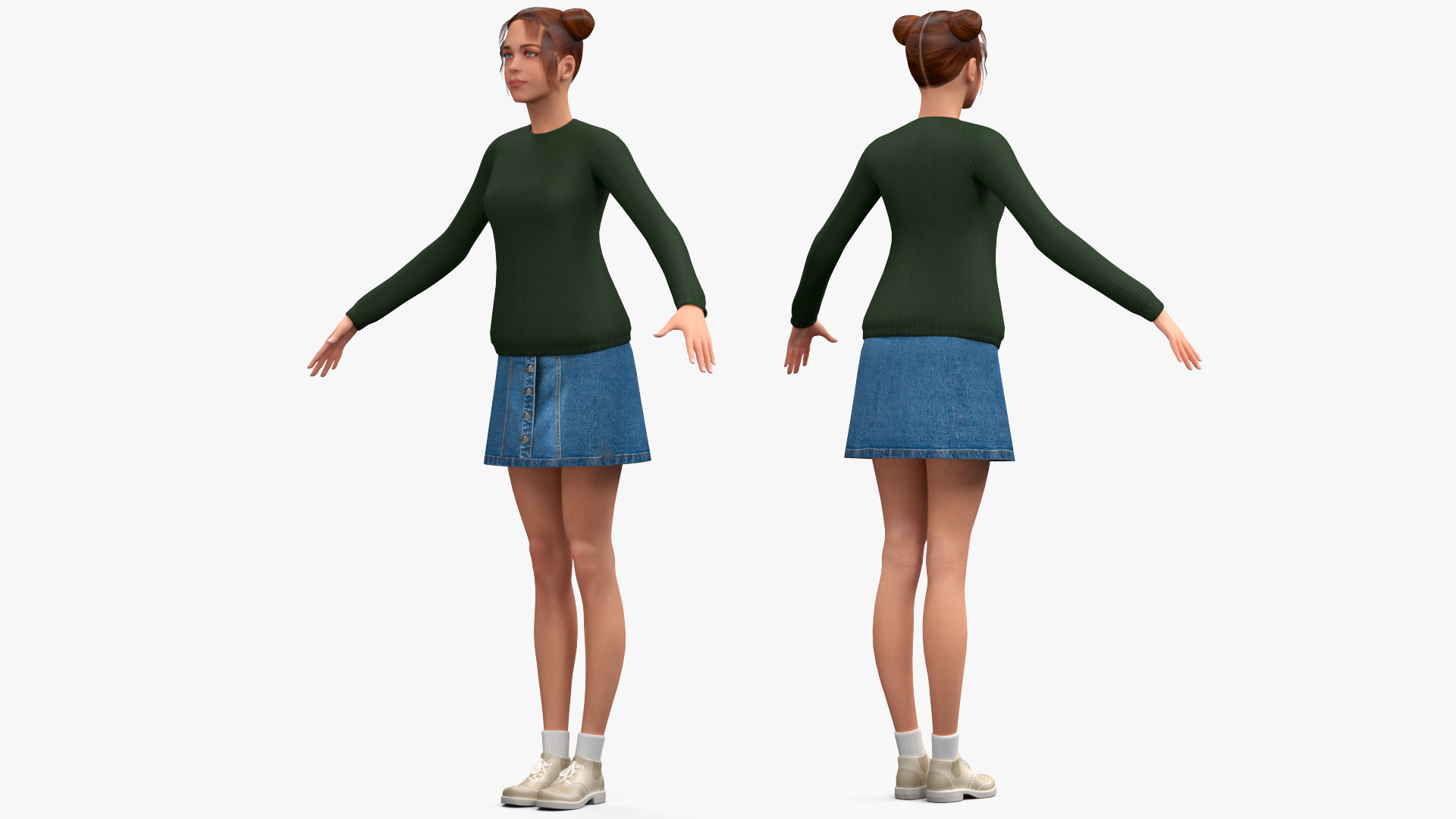 European Woman Street Style Rigged 3D model