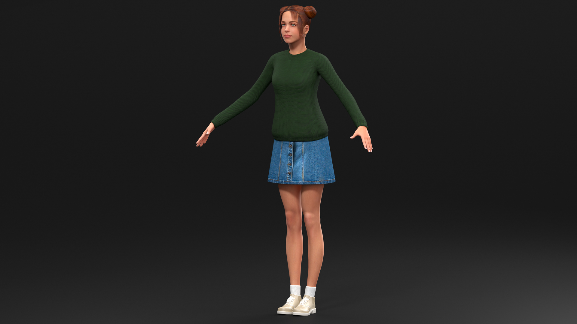 European Woman Street Style Rigged 3D model
