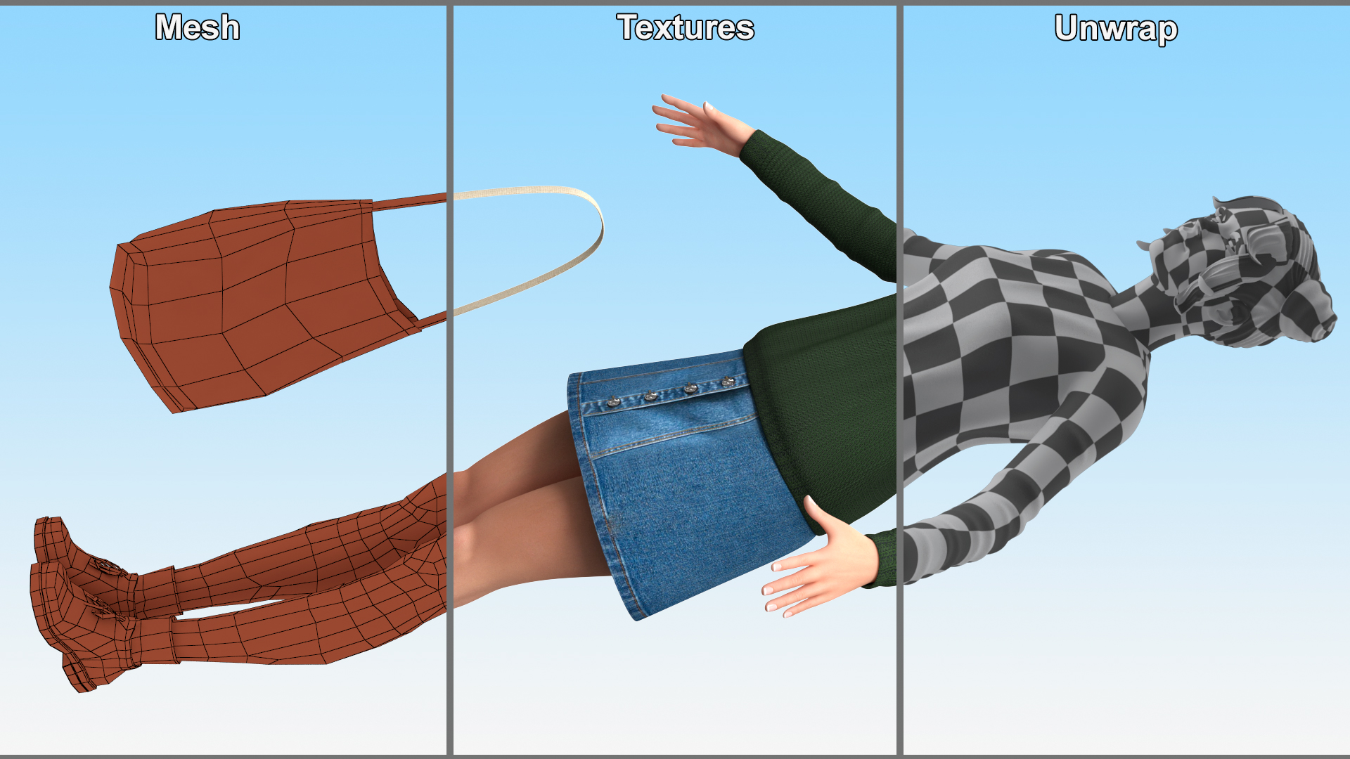 European Woman Street Style Rigged 3D model