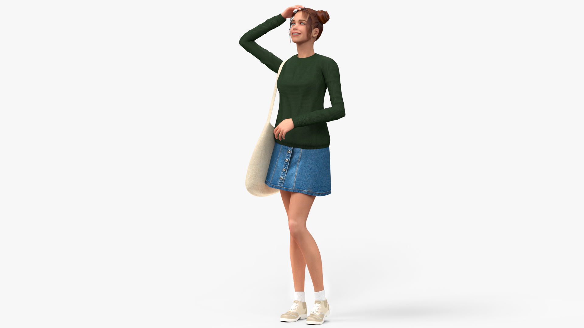 European Woman Street Style Rigged 3D model