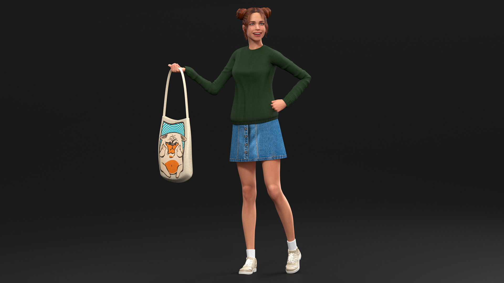 European Woman Street Style Rigged 3D model