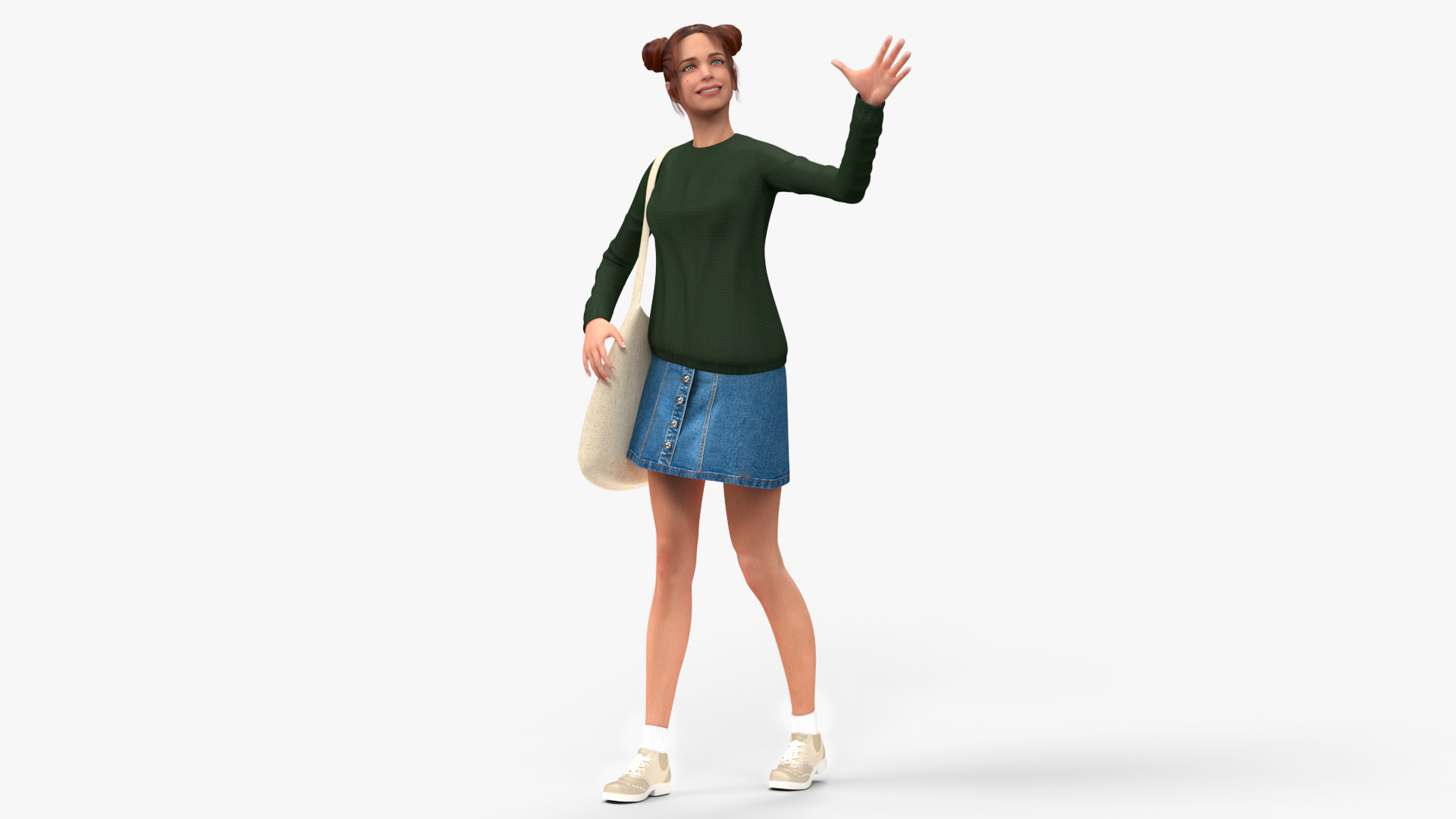 European Woman Street Style Rigged 3D model