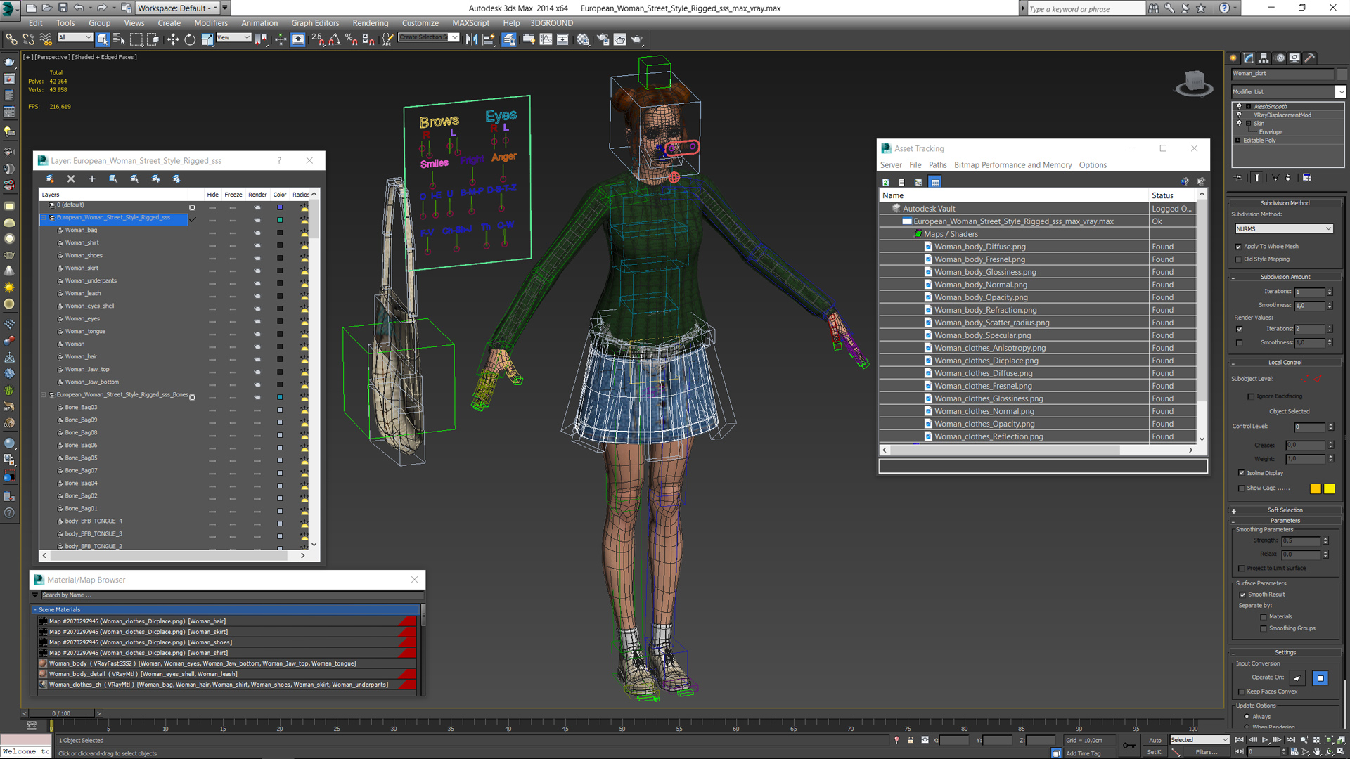 European Woman Street Style Rigged 3D model