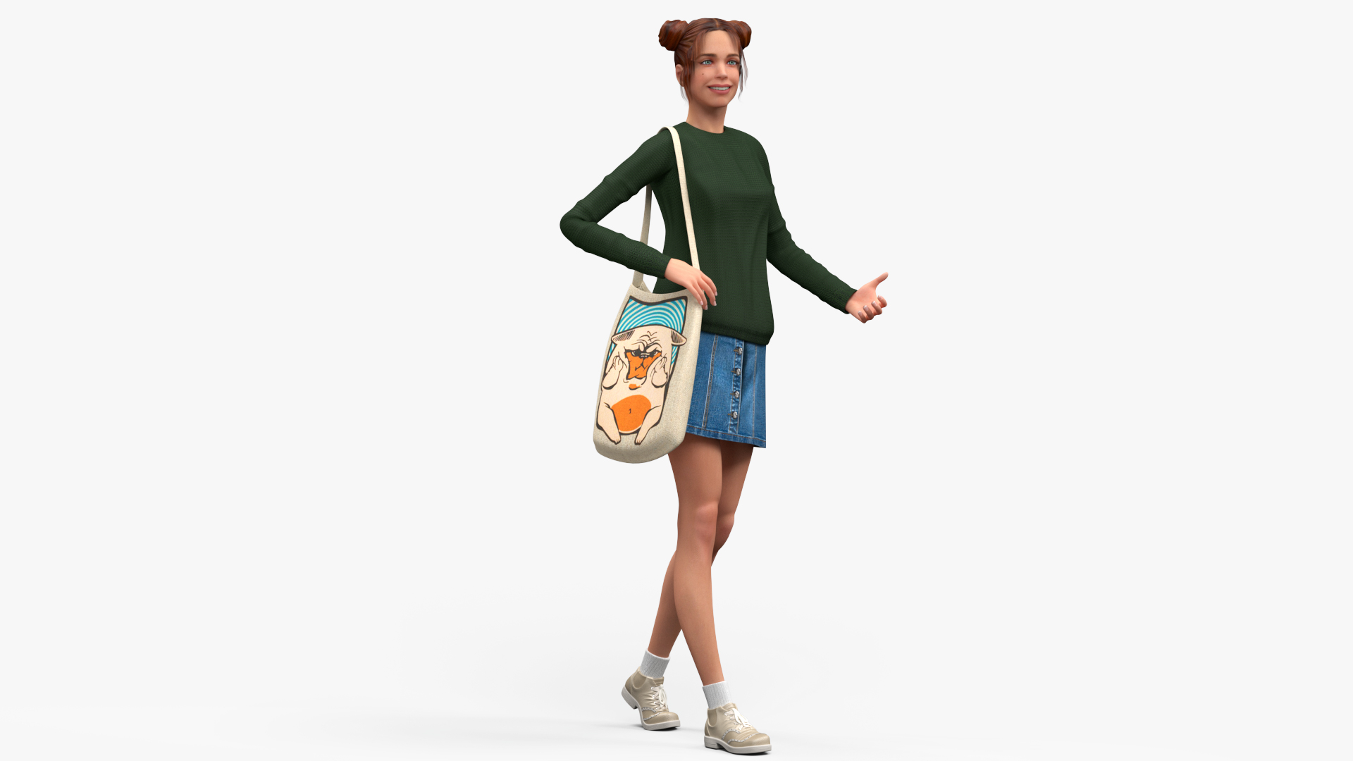 European Woman Street Style Rigged 3D model