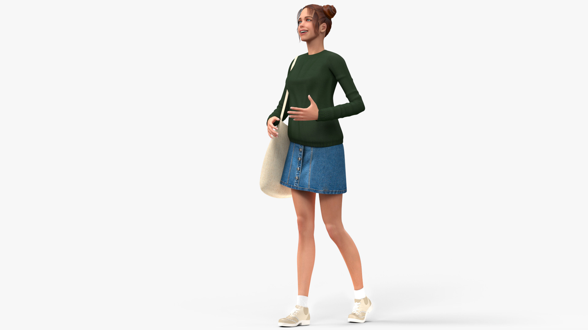 European Woman Street Style Rigged 3D model