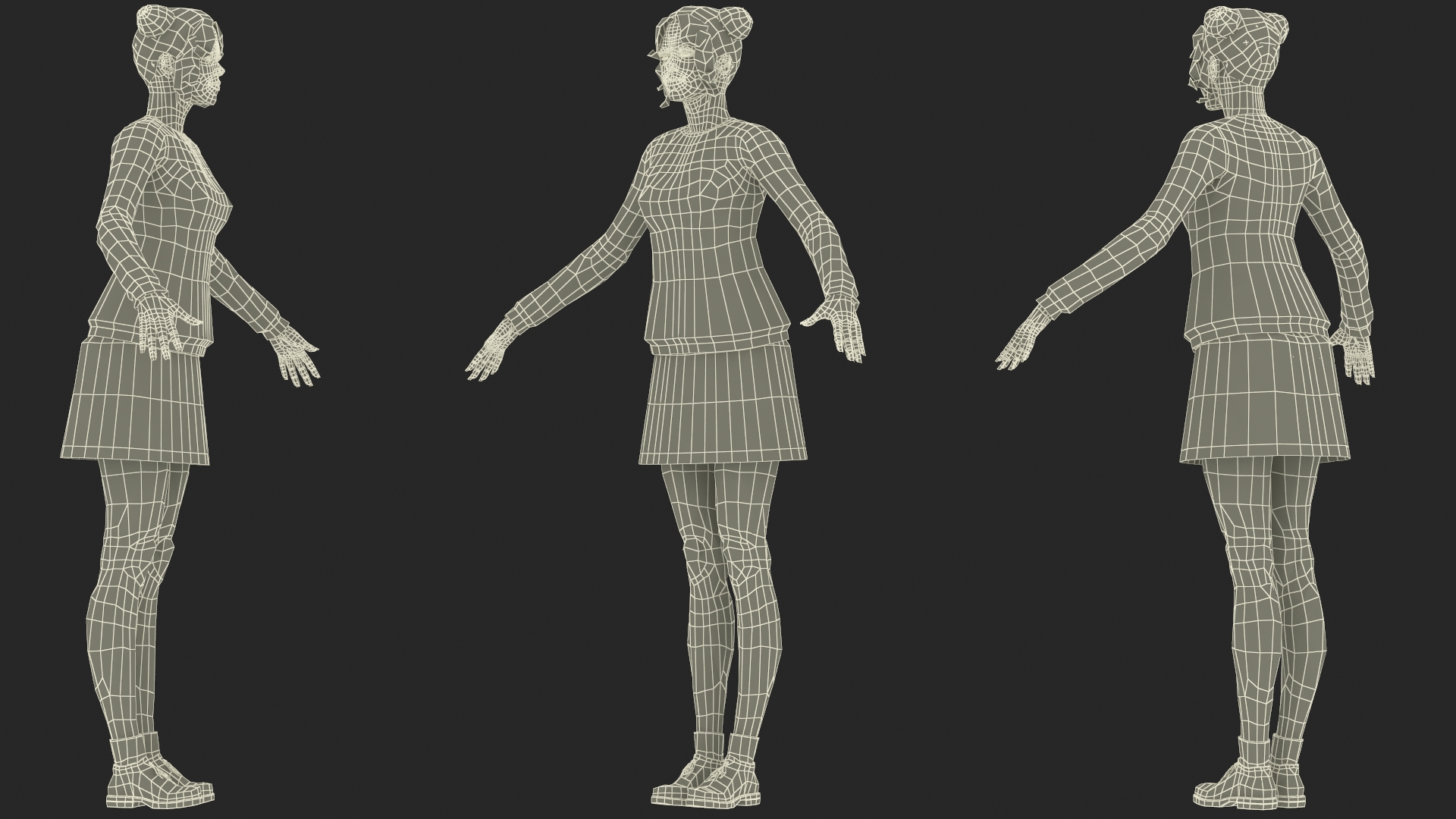European Woman Street Style Rigged 3D model